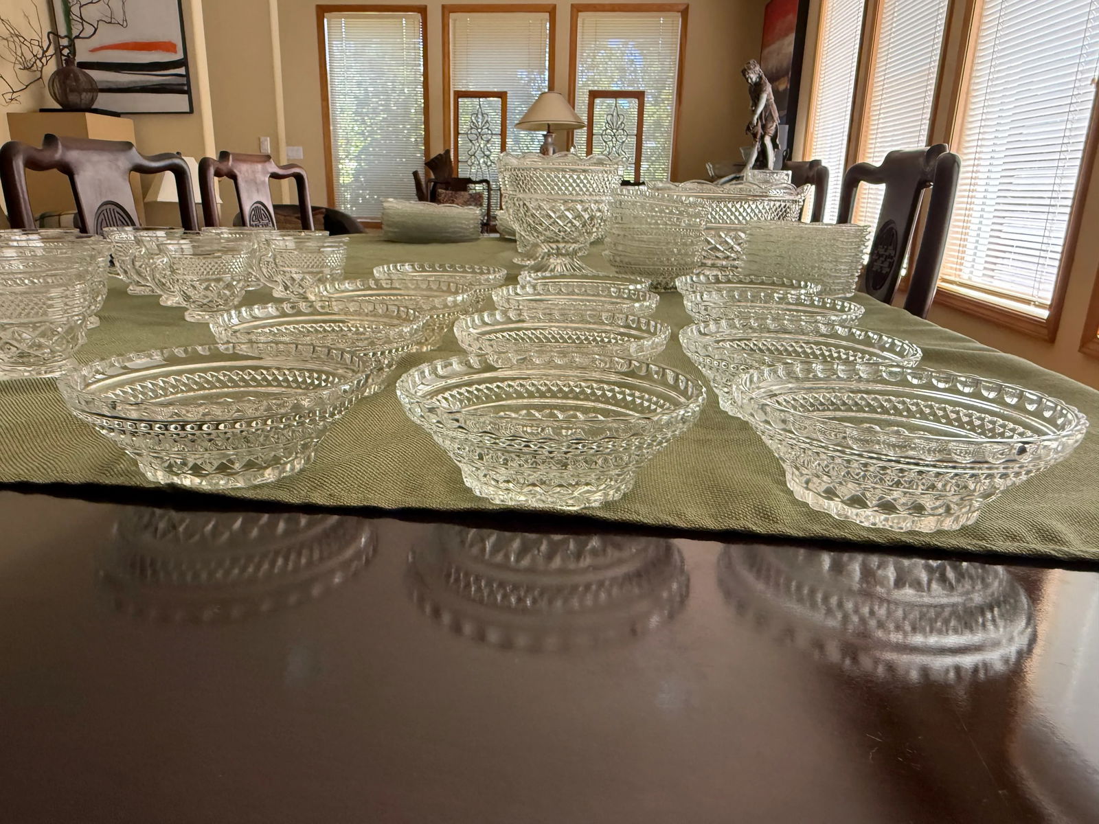 1960s Anchor Hocking Wexford Pattern Glassware Set- 137 Pieces - 18