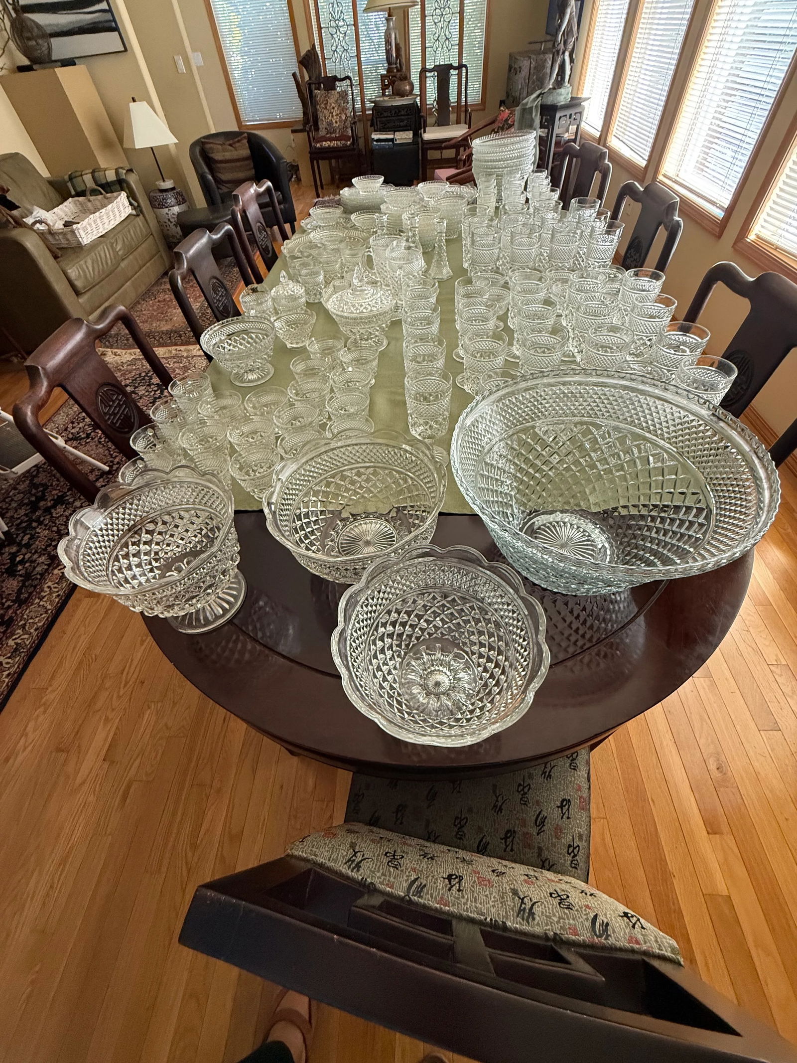 1960s Anchor Hocking Wexford Pattern Glassware Set- 137 Pieces - 2