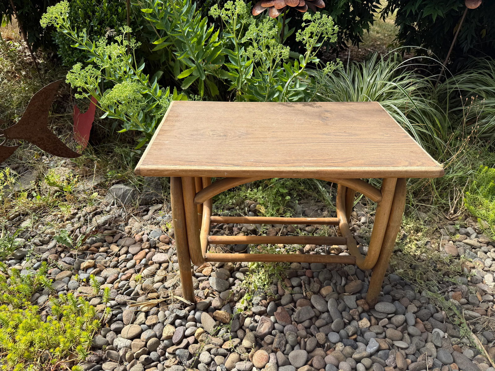 1990s Coastal Chic Bentwood Faux Bamboo Side Table - 5