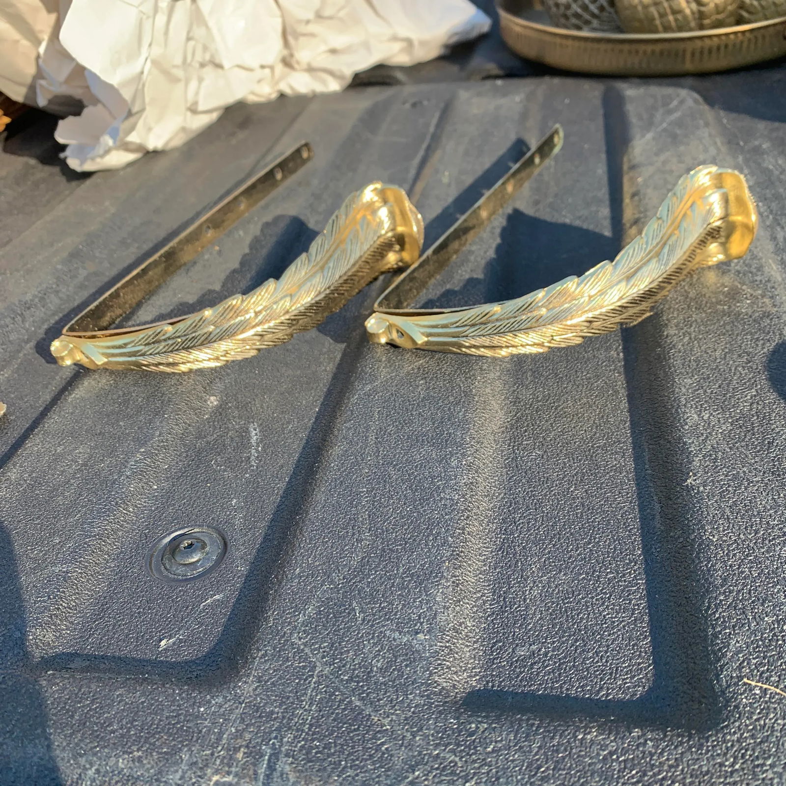 1970s Hollywood Regency Acanthus Composite Drapery Holders- a Pair - 6