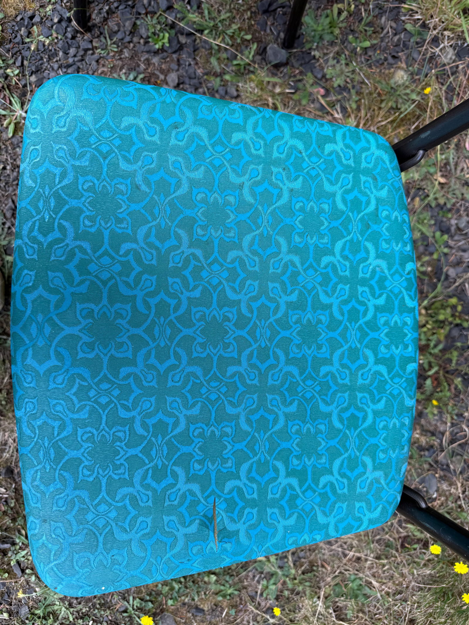 MCM Atomic Age Cosco Blue Flower Metal Folding Chairs - Set of 2 - 6