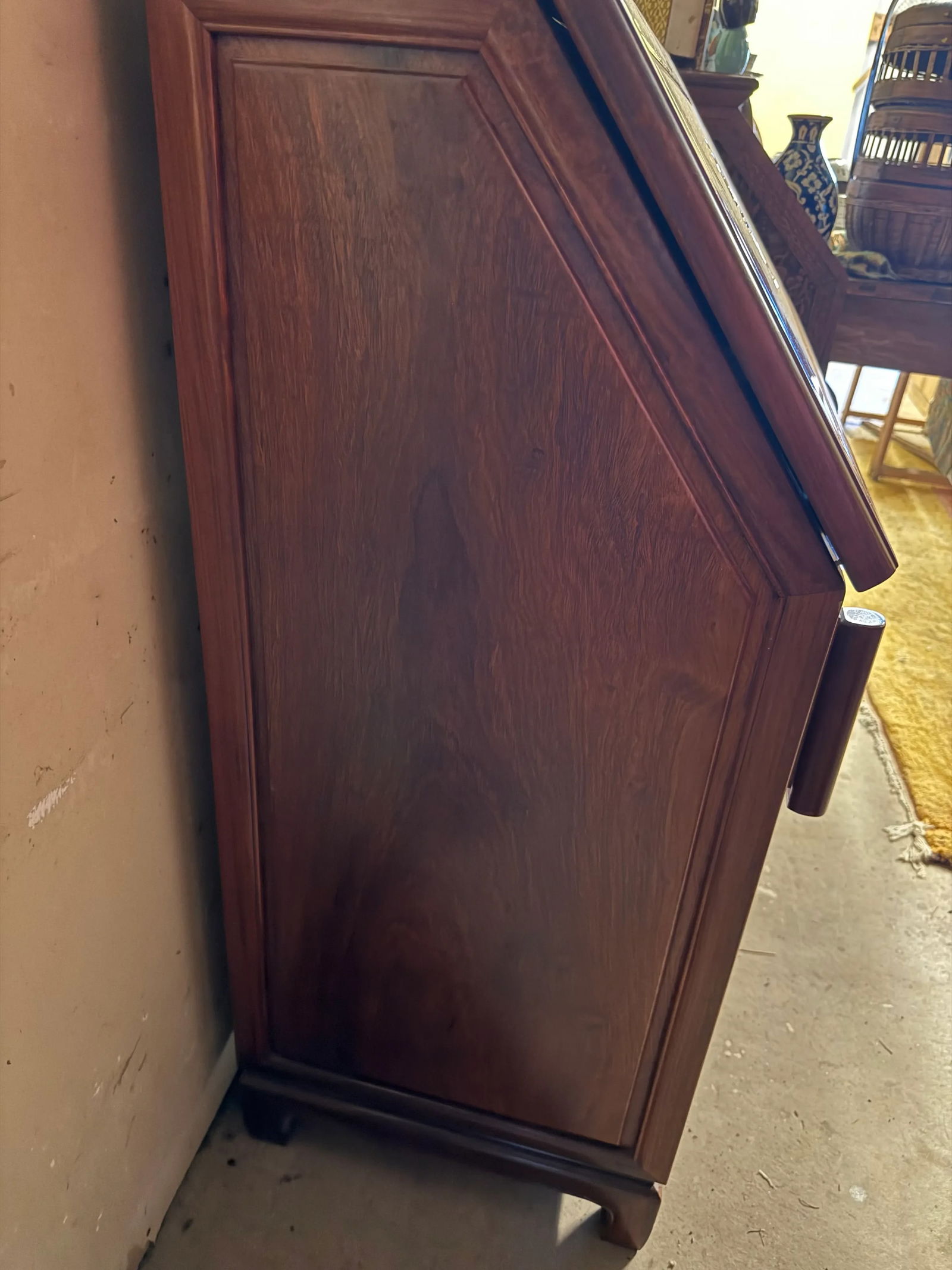 Modern Magic 1960s Hand Carved Rosewood Desk Custom Made in Hong Kong in the Style of George Zee - 3