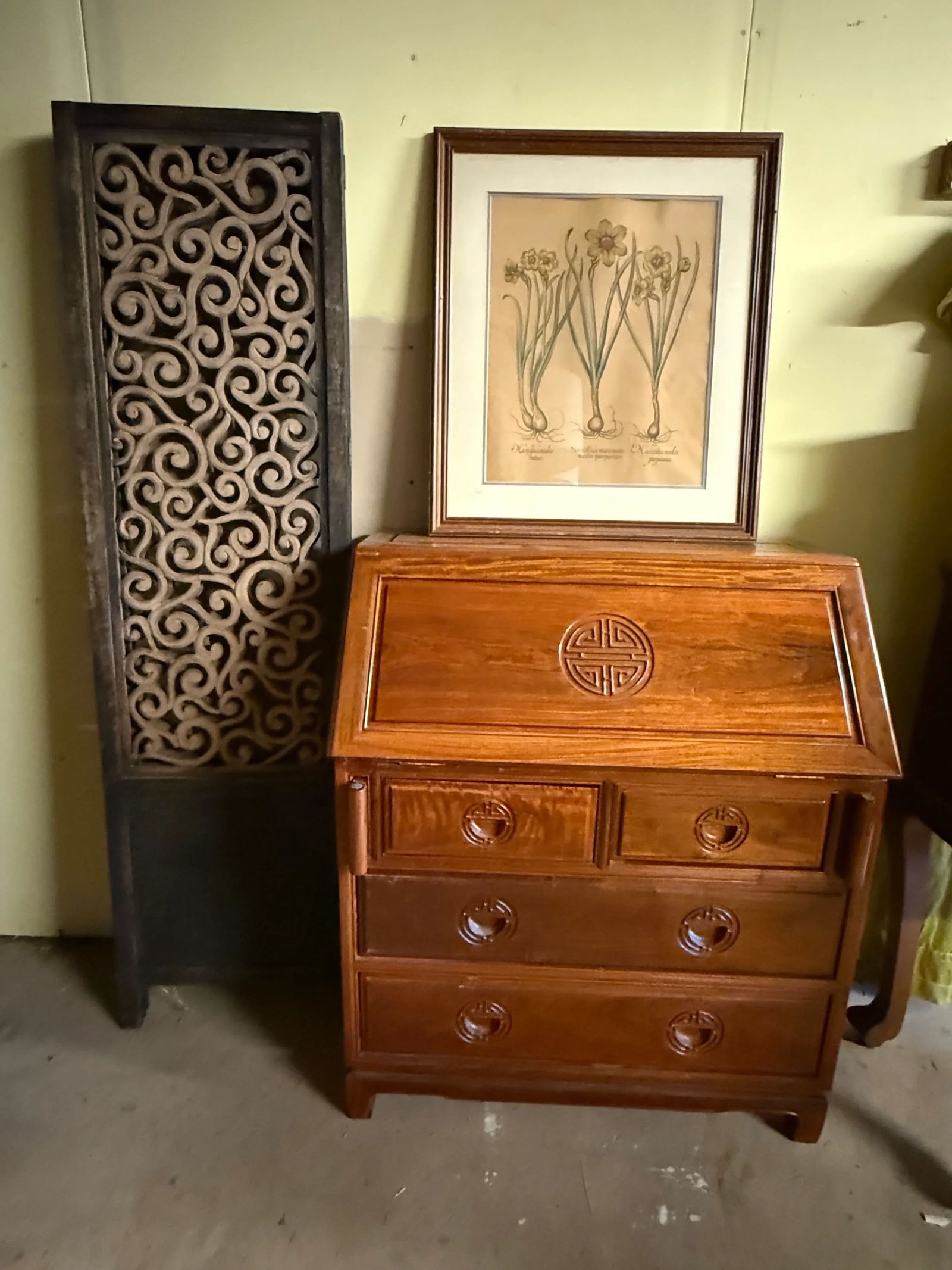 Modern Magic 1960s Hand Carved Rosewood Desk Custom Made in Hong Kong in the Style of George Zee - 8