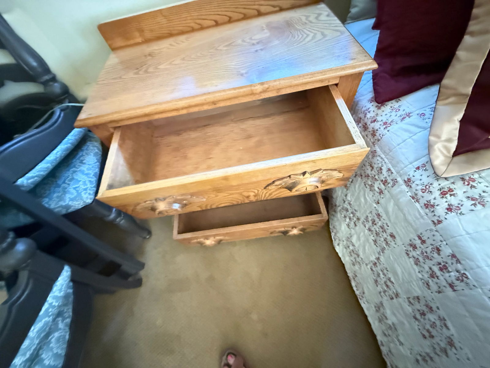 Antique Eastlake Three Drawer Dresser With Carved Leaf Handle Pulls - 4