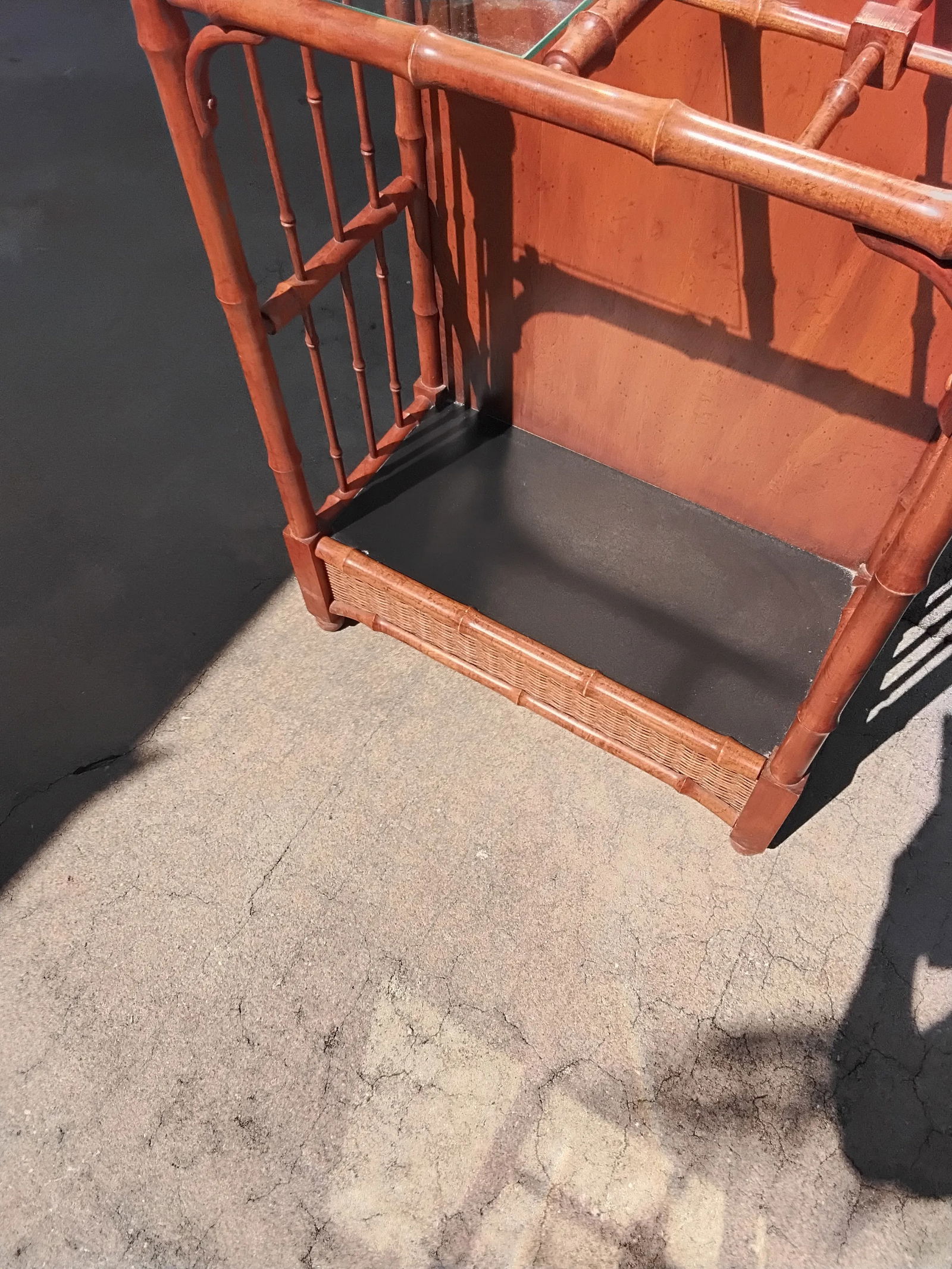 1980s Faux Bamboo and Wicker Hall Tree - 8