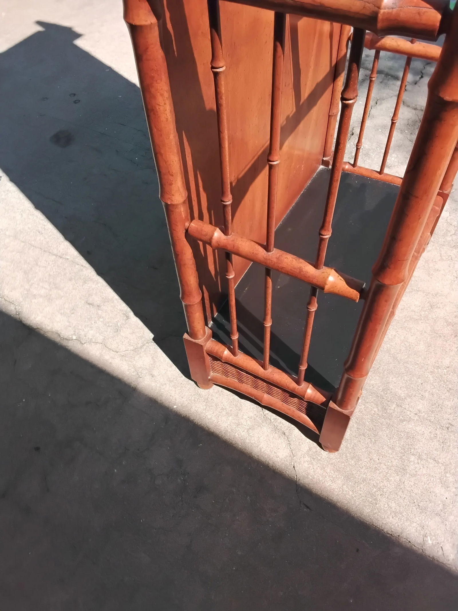 1980s Faux Bamboo and Wicker Hall Tree - 9