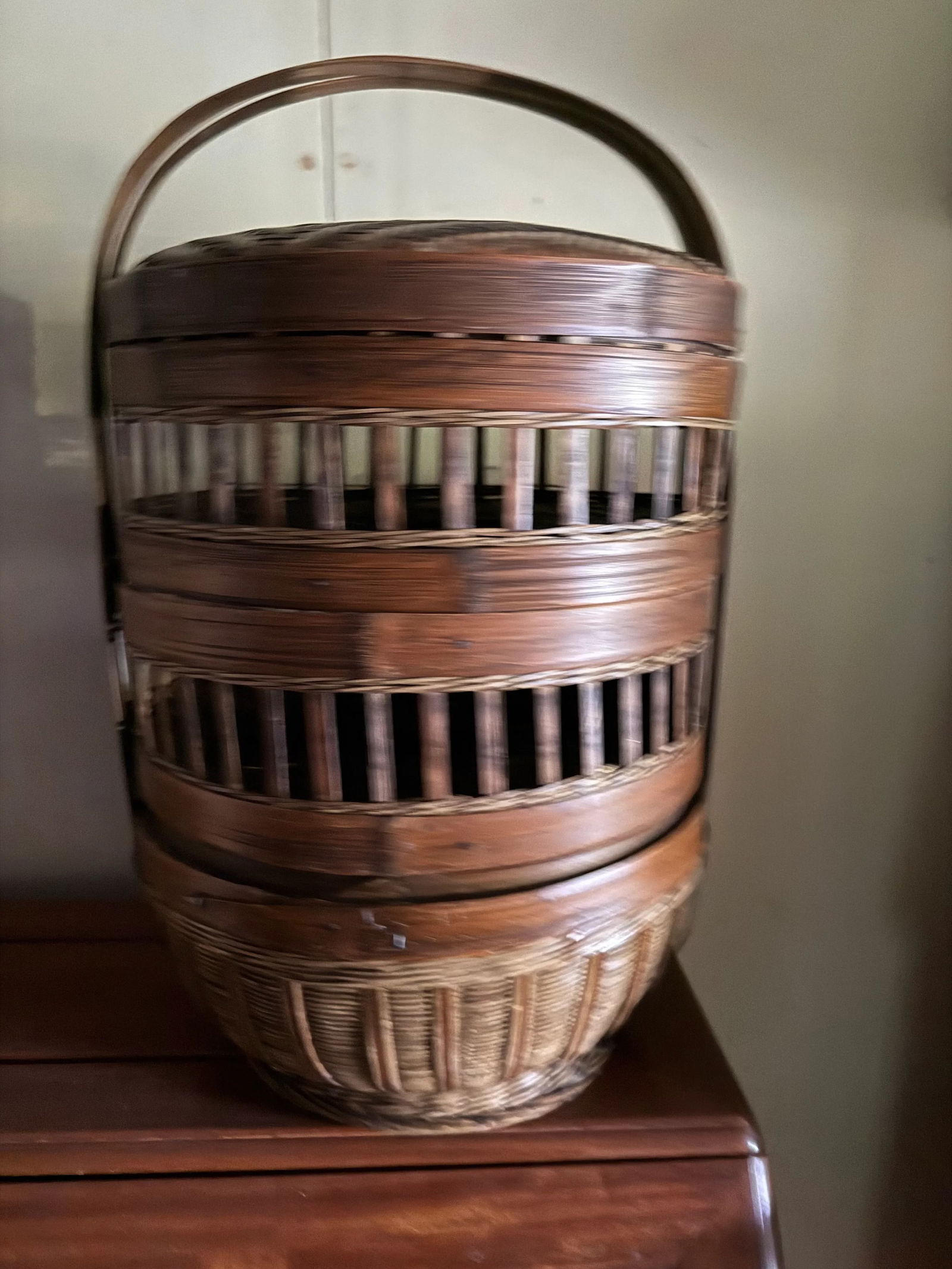 Vintage 3 Tier Chinese Wedding/Sewing Basket - 2