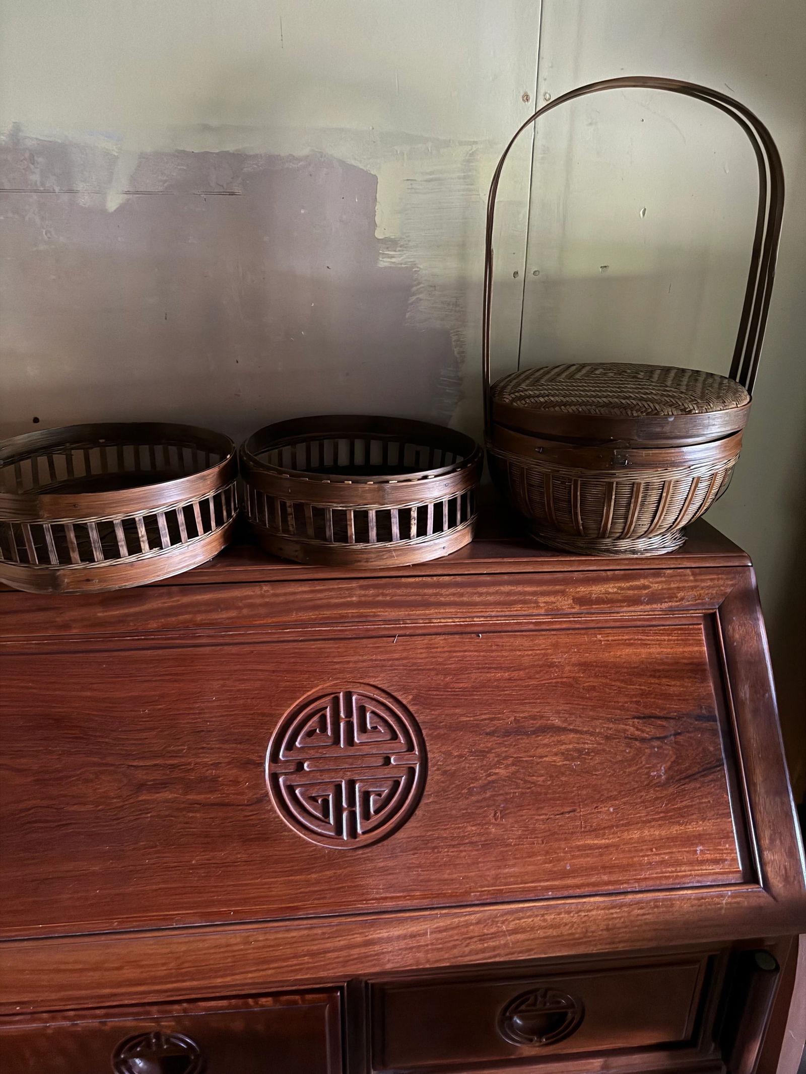 Vintage 3 Tier Chinese Wedding/Sewing Basket - 5