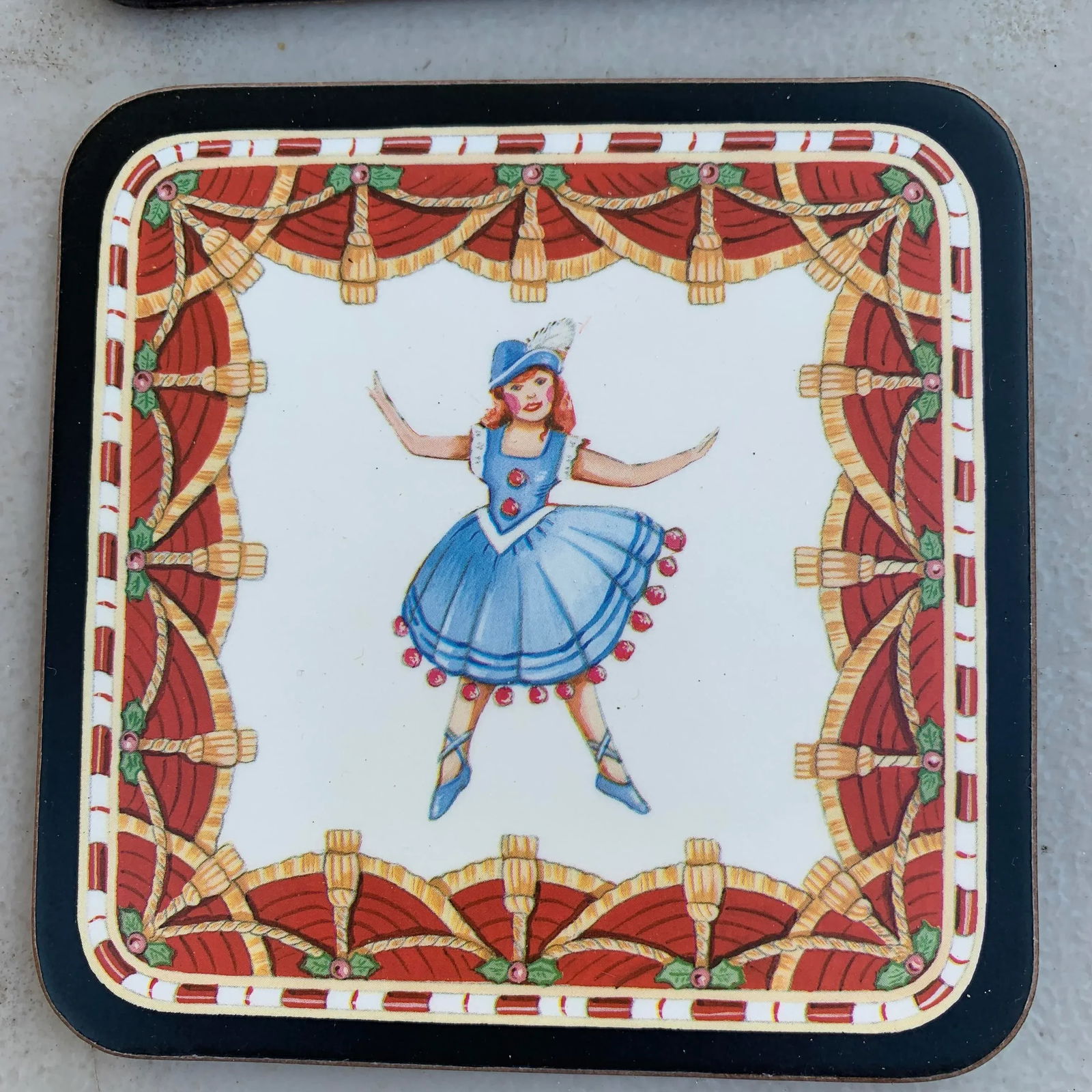 Vintage Pimpernel Cork and Wood Ballerina and Court Jester Coasters- Set of Four - 2