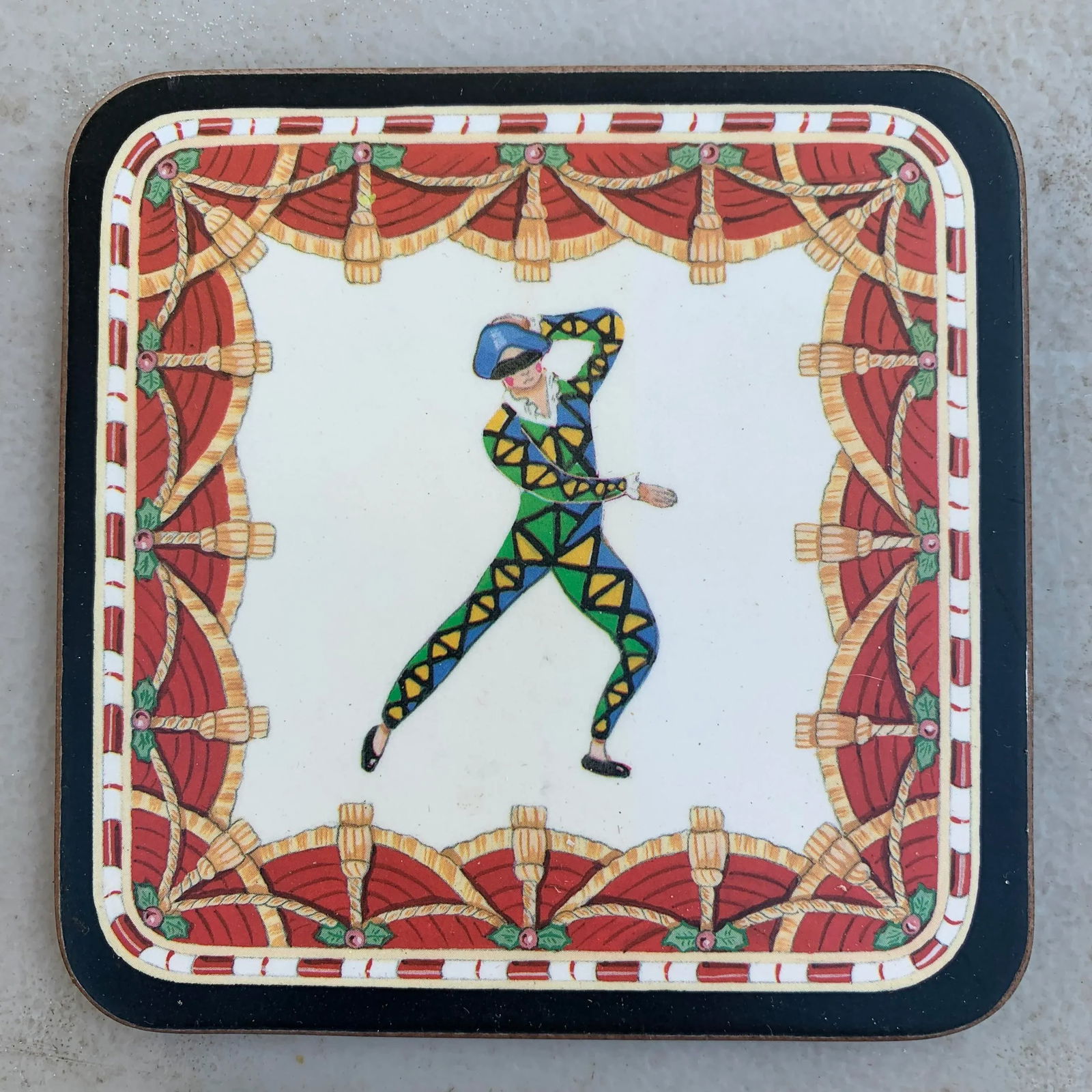 Vintage Pimpernel Cork and Wood Ballerina and Court Jester Coasters- Set of Four - 3
