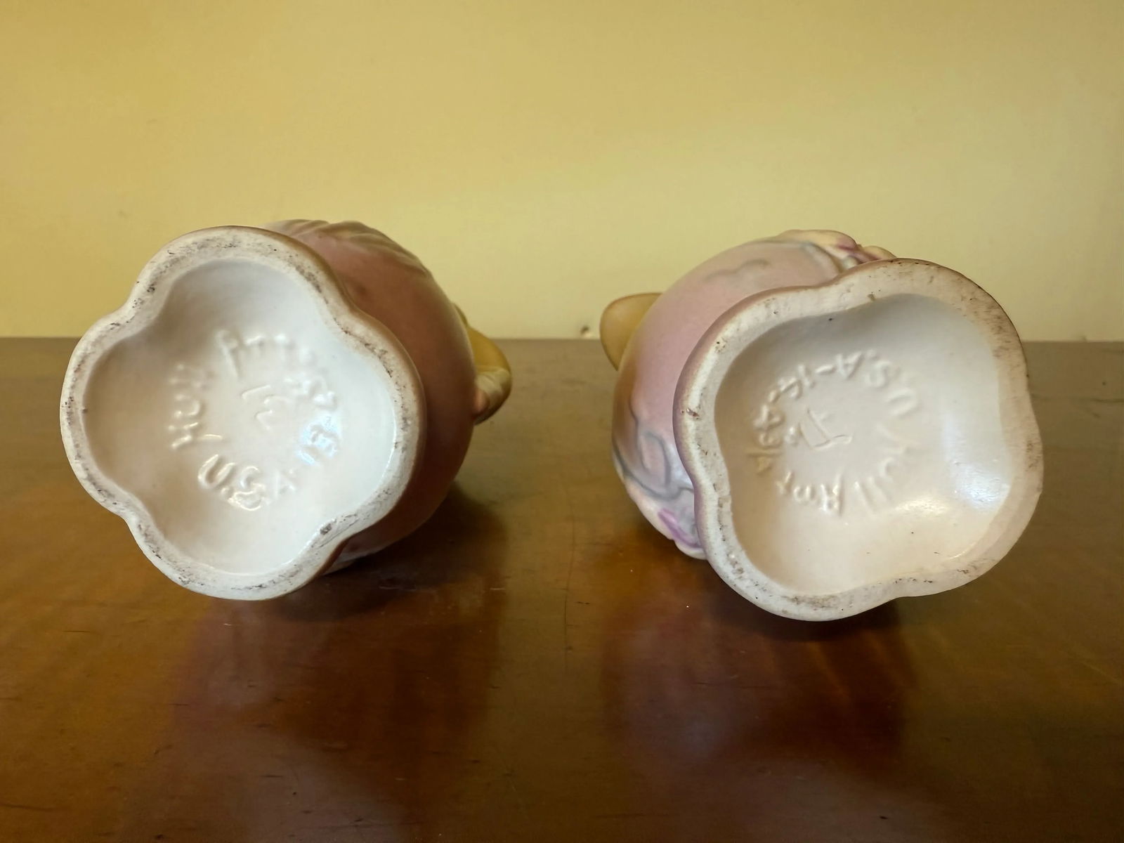 Vintage Hull Pottery Pastel Yellow Magnolia Vase Set/2 - 3