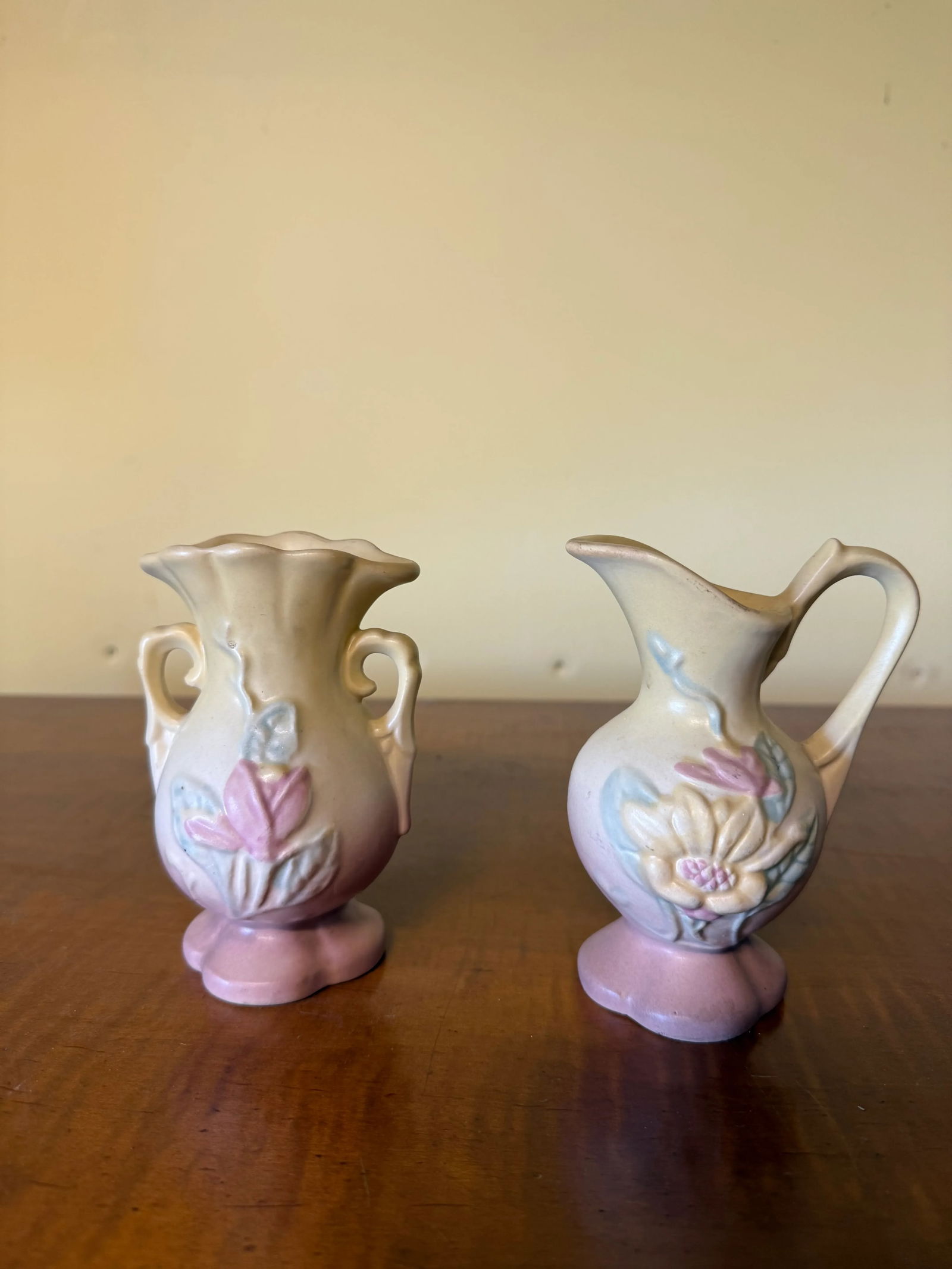 Vintage Hull Pottery Pastel Yellow Magnolia Vase Set/2 - 7