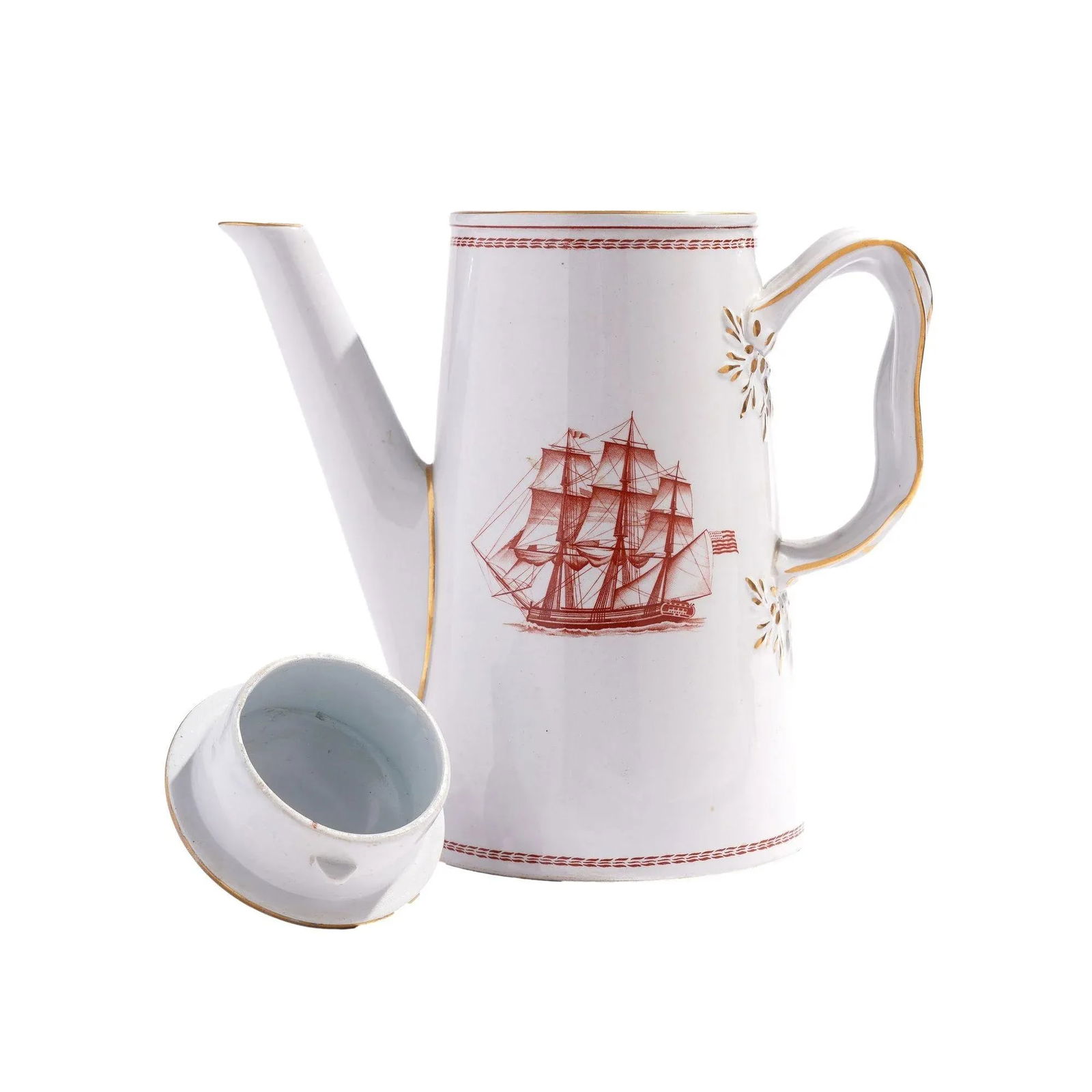 Spode Trade Winds Pattern Lowestoft Light House Coffee Pot, 1960-1995 - 11