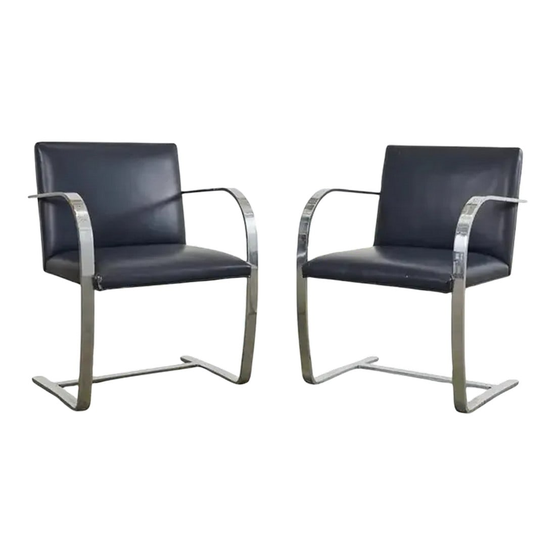 Mid 20th Century Pair of Mies Van Der Rohe for Knoll Flat Bar Brno Chairs (1 of 17)