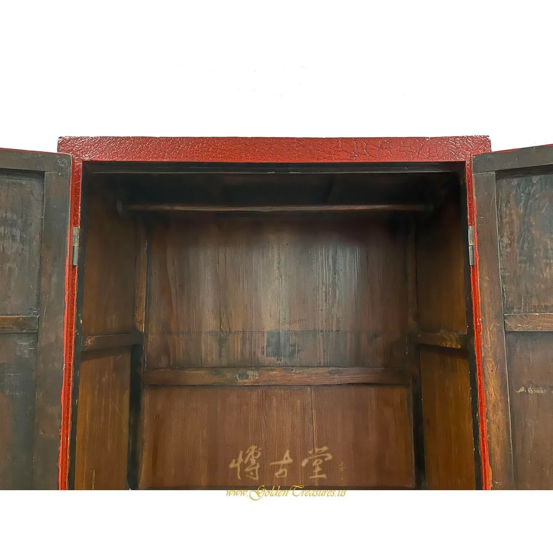 Late 19th Century Antique Chinese Red Lacquered Cabinet, Armoire, Wardrobe - 4