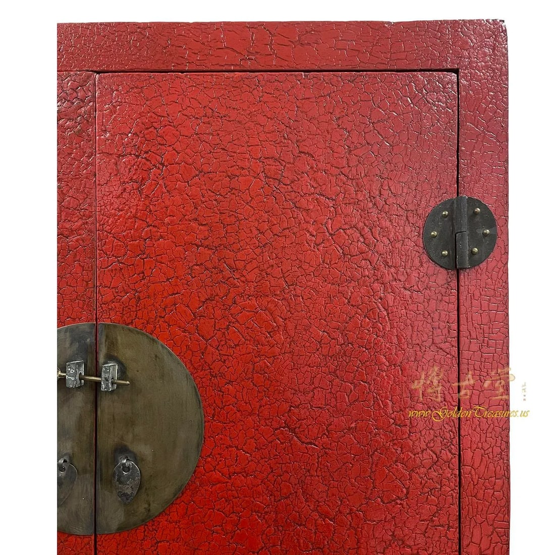 Late 19th Century Antique Chinese Red Lacquered Cabinet, Armoire, Wardrobe - 7