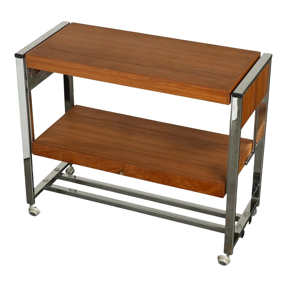 1960s Teak and Chrome Serving Bar Cart Multipurpose Convertible Breakfast Table, Desk, Work Surface (1 of 18)