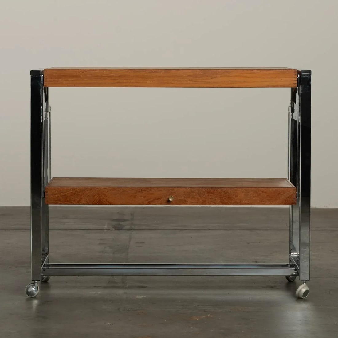 1960s Teak and Chrome Serving Bar Cart Multipurpose Convertible Breakfast Table, Desk, Work Surface - 5