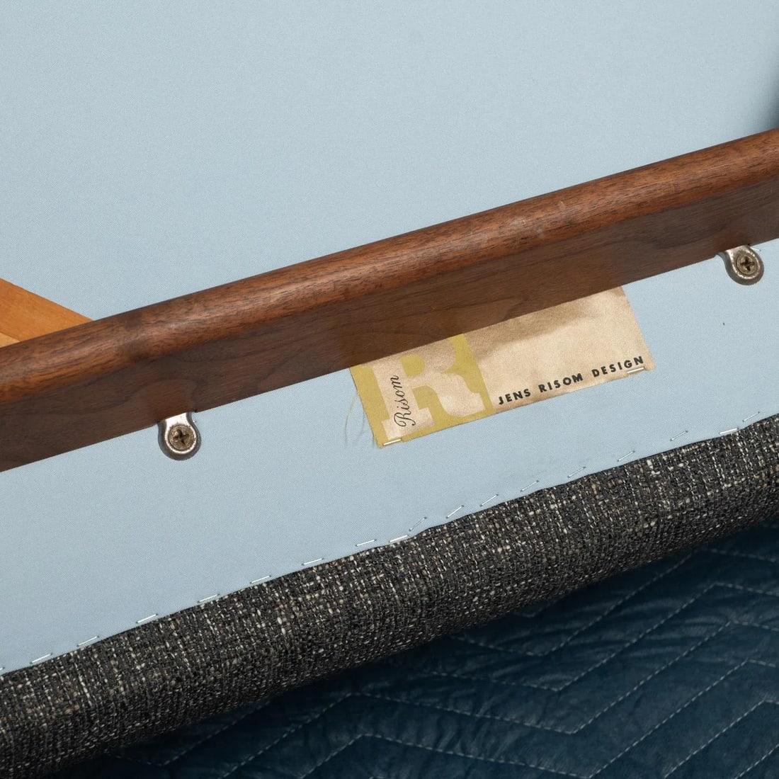 1950s Jens Risom Signed Club Lounge Chairs Walnut With New Knoll Textile Upholstery - A Pair - 14