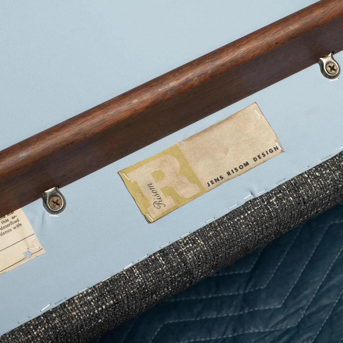 1950s Jens Risom Signed Club Lounge Chairs Walnut With New Knoll Textile Upholstery - A Pair - 15