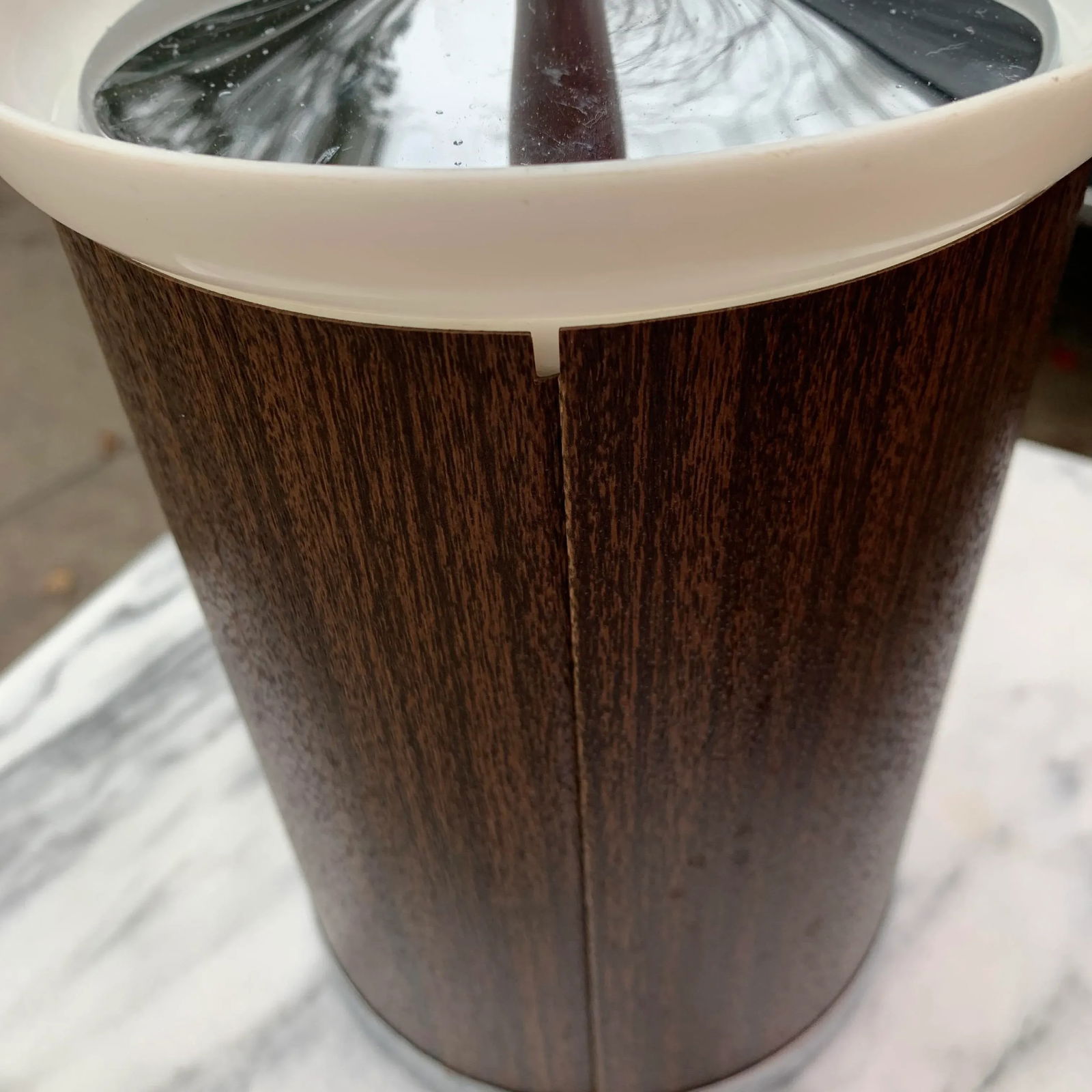 Mid-Century Kromex Faux Wood Ice Bucket With Lid- Two Pieces - 5