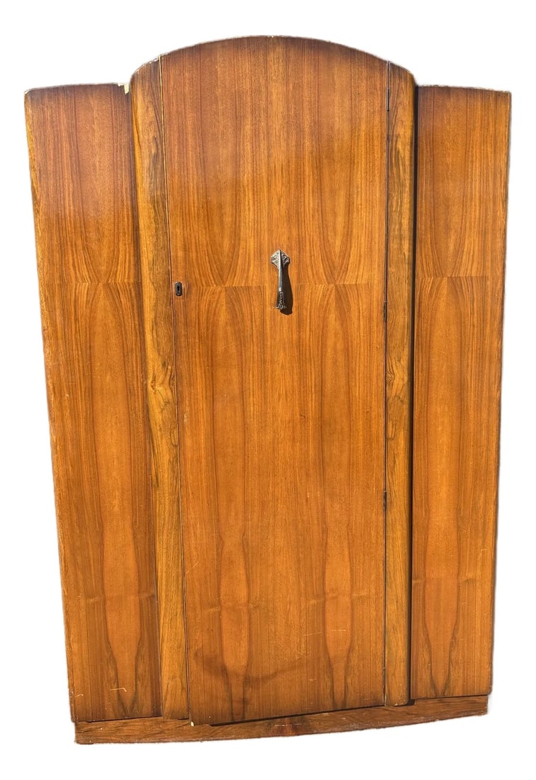 Vintage Art Deco English Walnut Veneer Wardrobe (1 of 12)