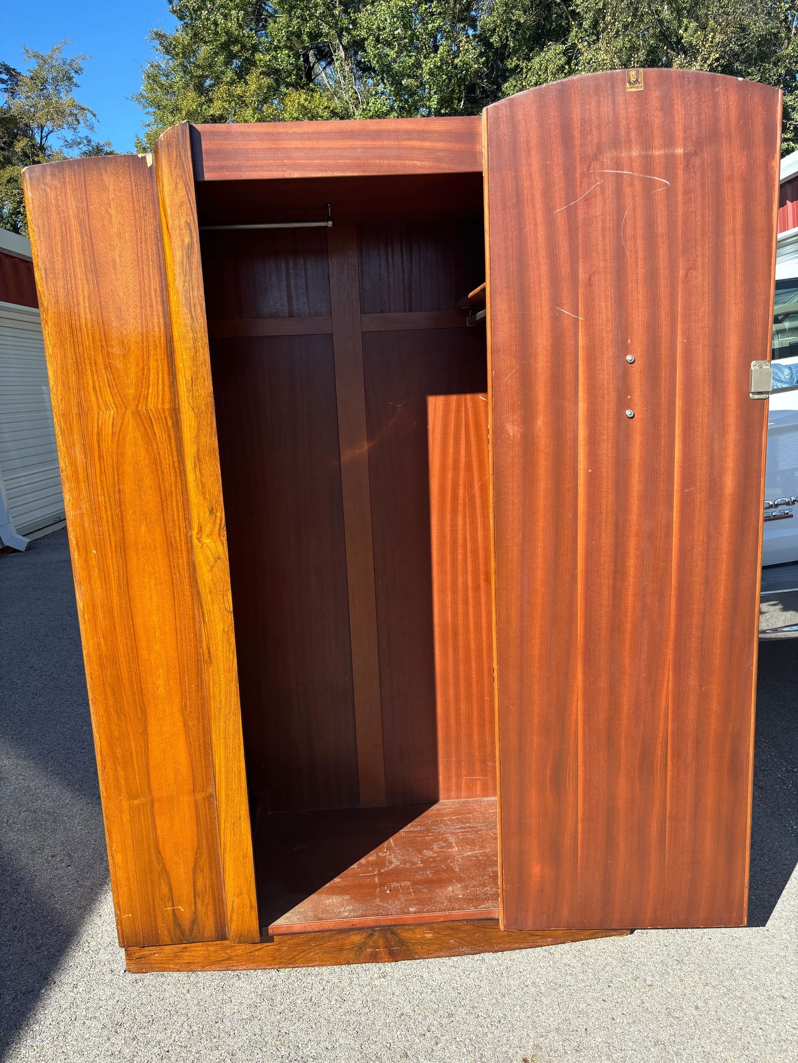 Vintage Art Deco English Walnut Veneer Wardrobe - 2