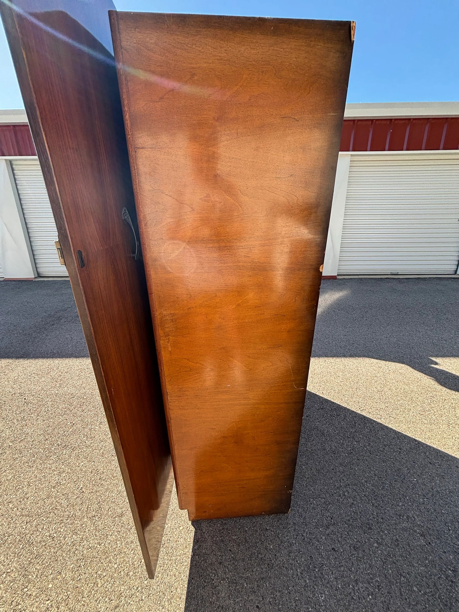 Vintage Art Deco English Walnut Veneer Wardrobe - 5