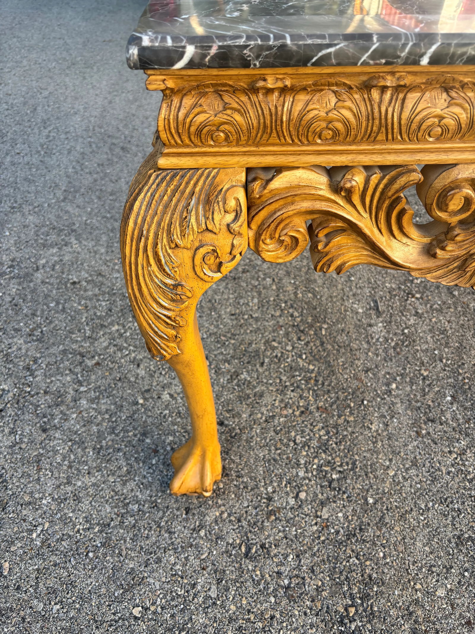 Late 19th Century Styled Ornate Italian Carved Marble Side Table - 5