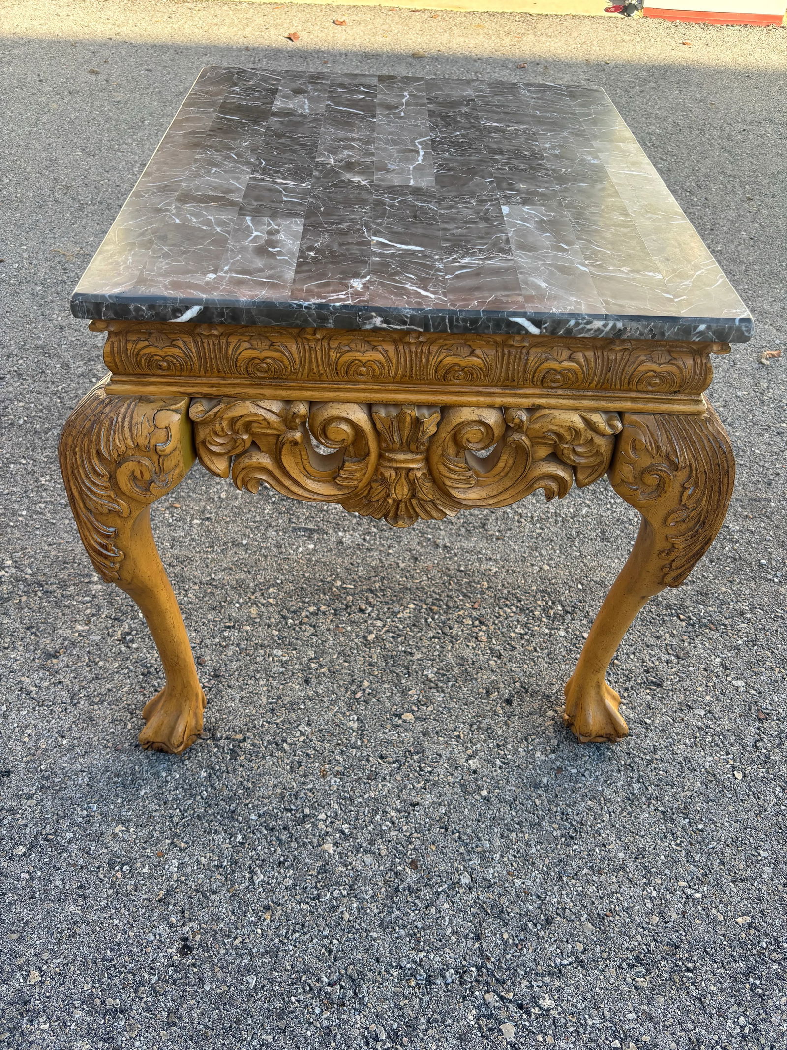 Late 19th Century Styled Ornate Italian Carved Marble Side Table - 6