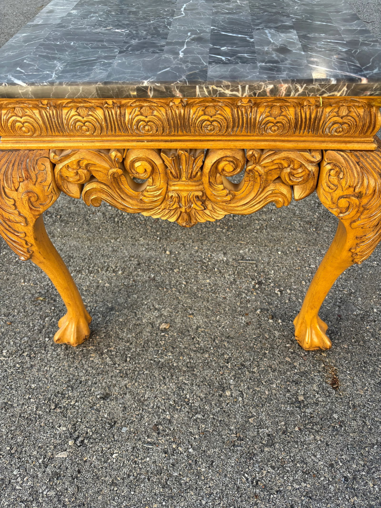 Late 19th Century Styled Ornate Italian Carved Marble Side Table - 7