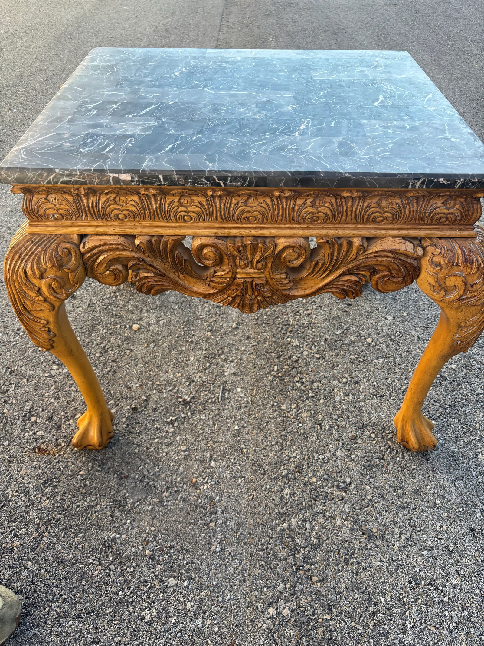 Late 19th Century Styled Ornate Italian Carved Marble Side Table - 9