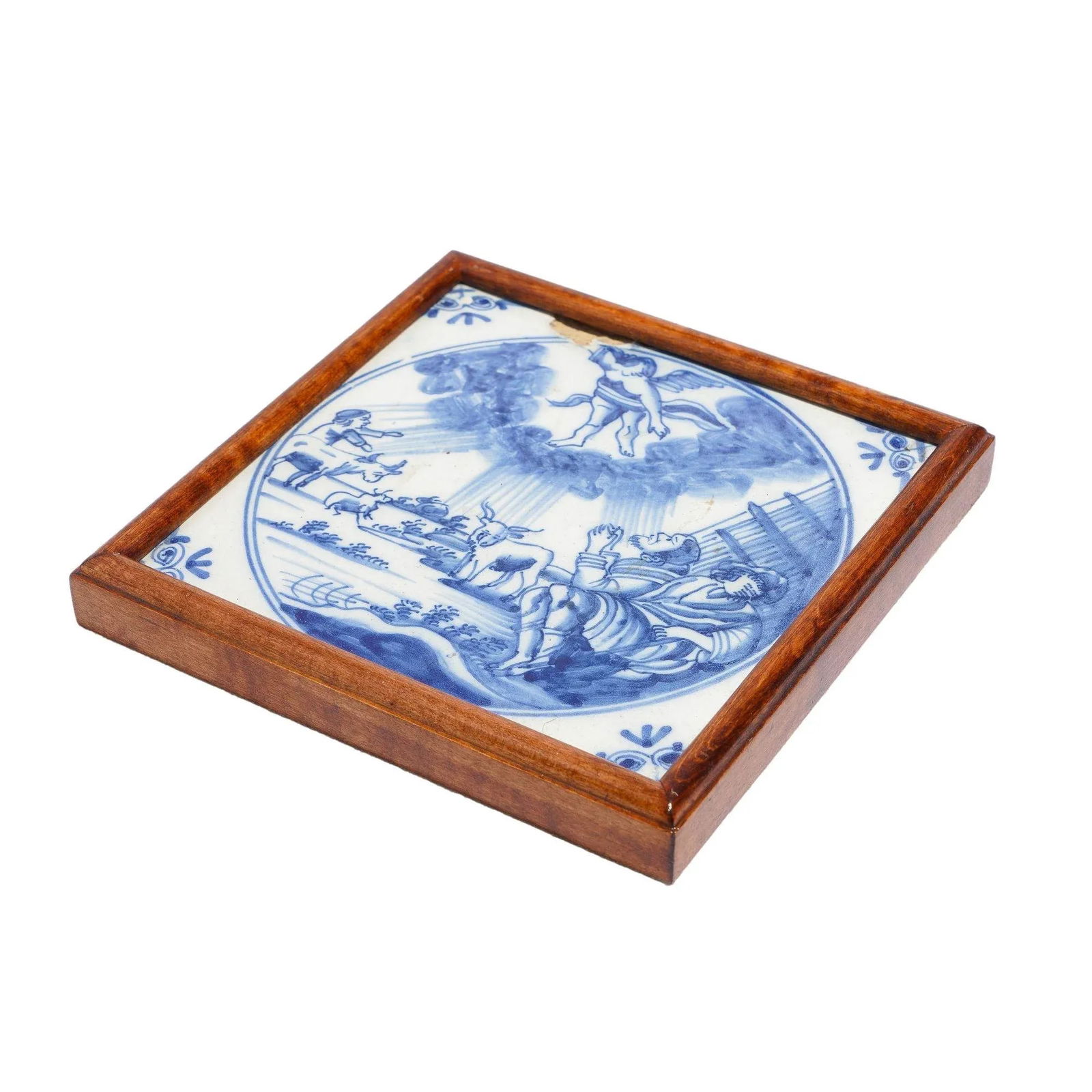 Framed Delft Tile of the Annunciation, C. 1600's - 3