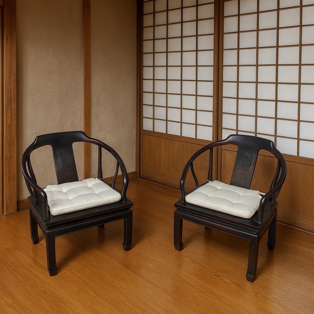 Late 20th Century Ming Imperial Palace Horseshoe Arm Chairs, Set of Two Attributed to Century Furnit - 2