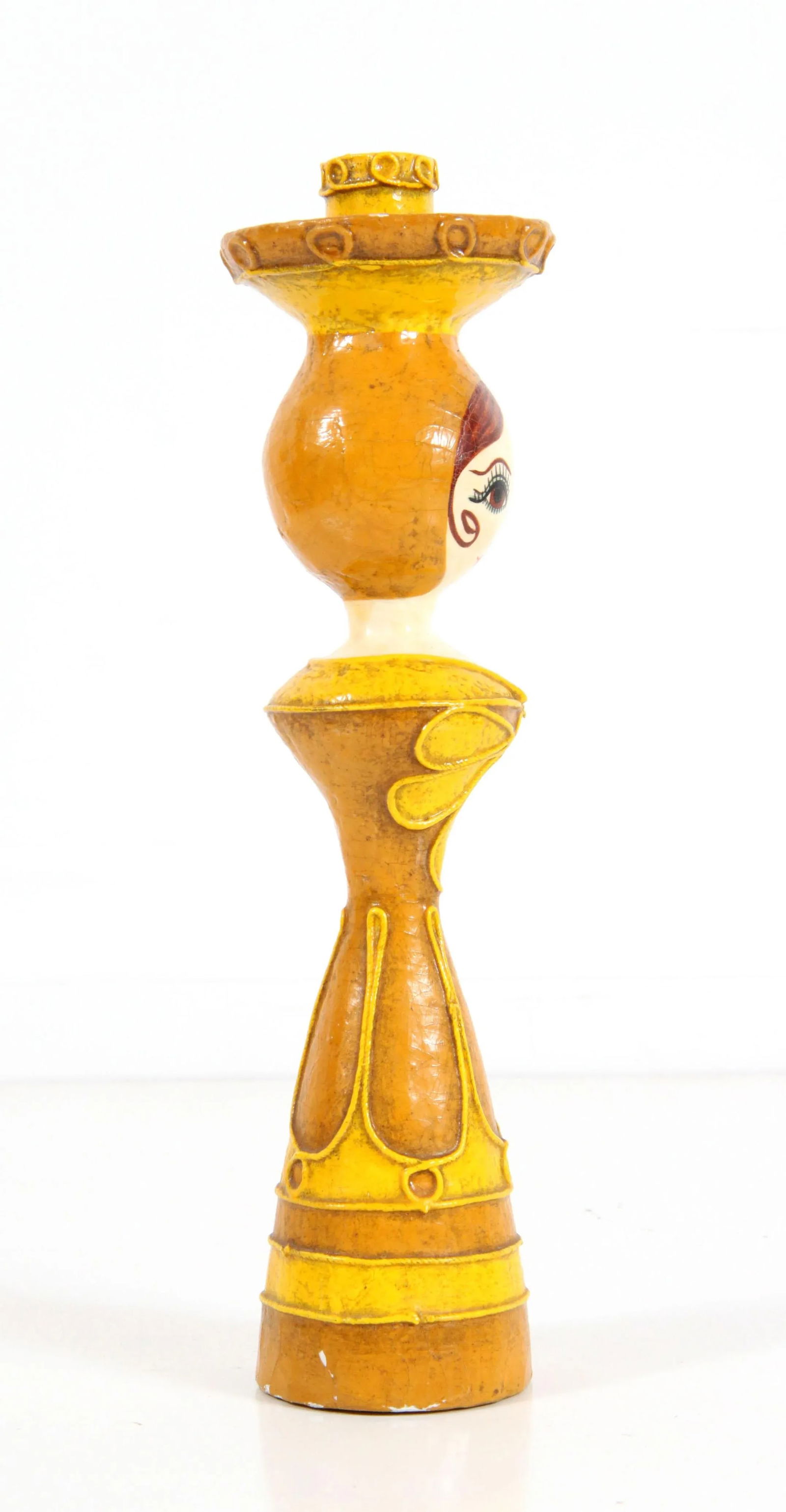 Vintage 1960's Gemma Taccogna Mexican Paper Mache Candle Stick Holder - 2