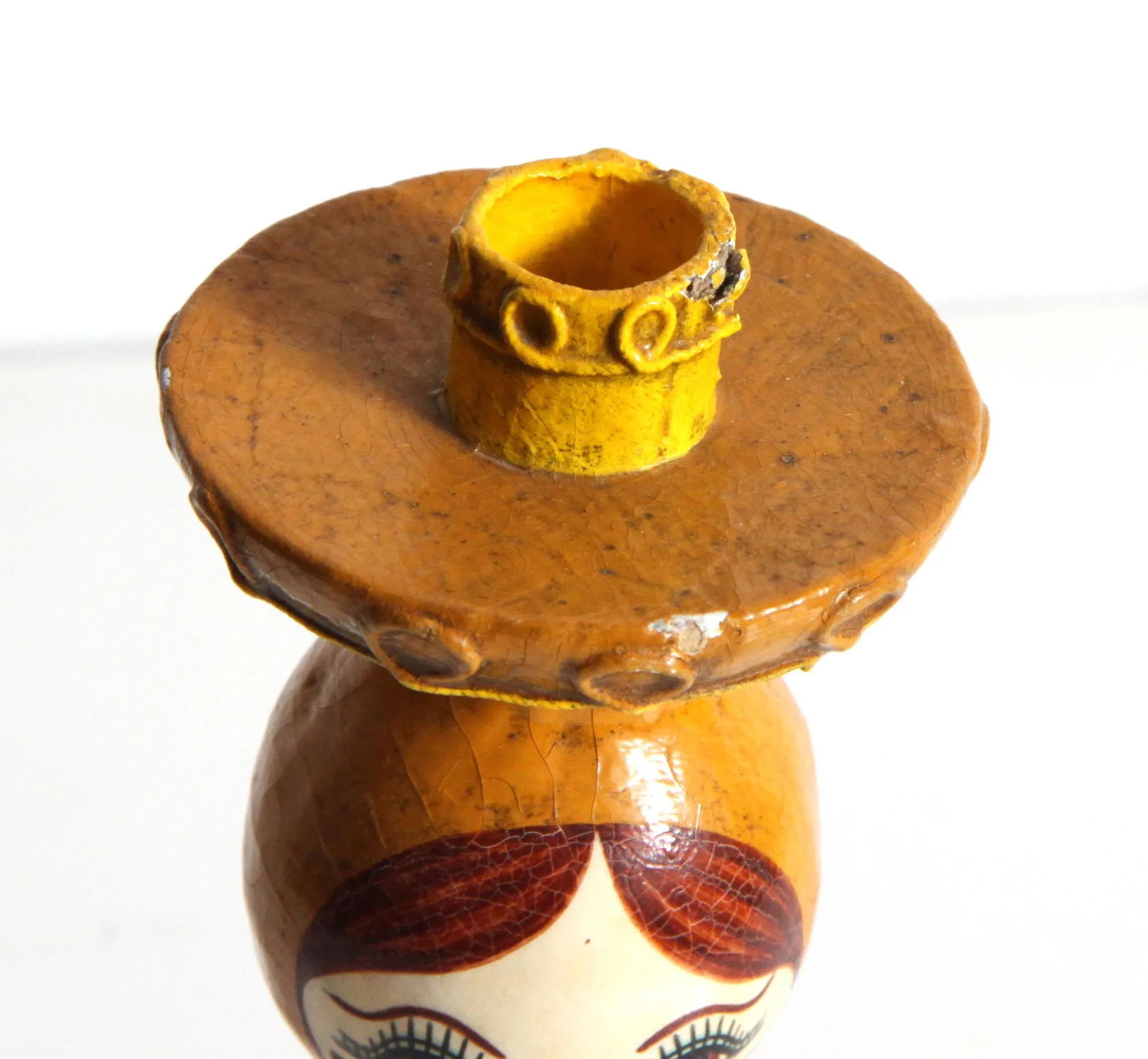 Vintage 1960's Gemma Taccogna Mexican Paper Mache Candle Stick Holder - 3