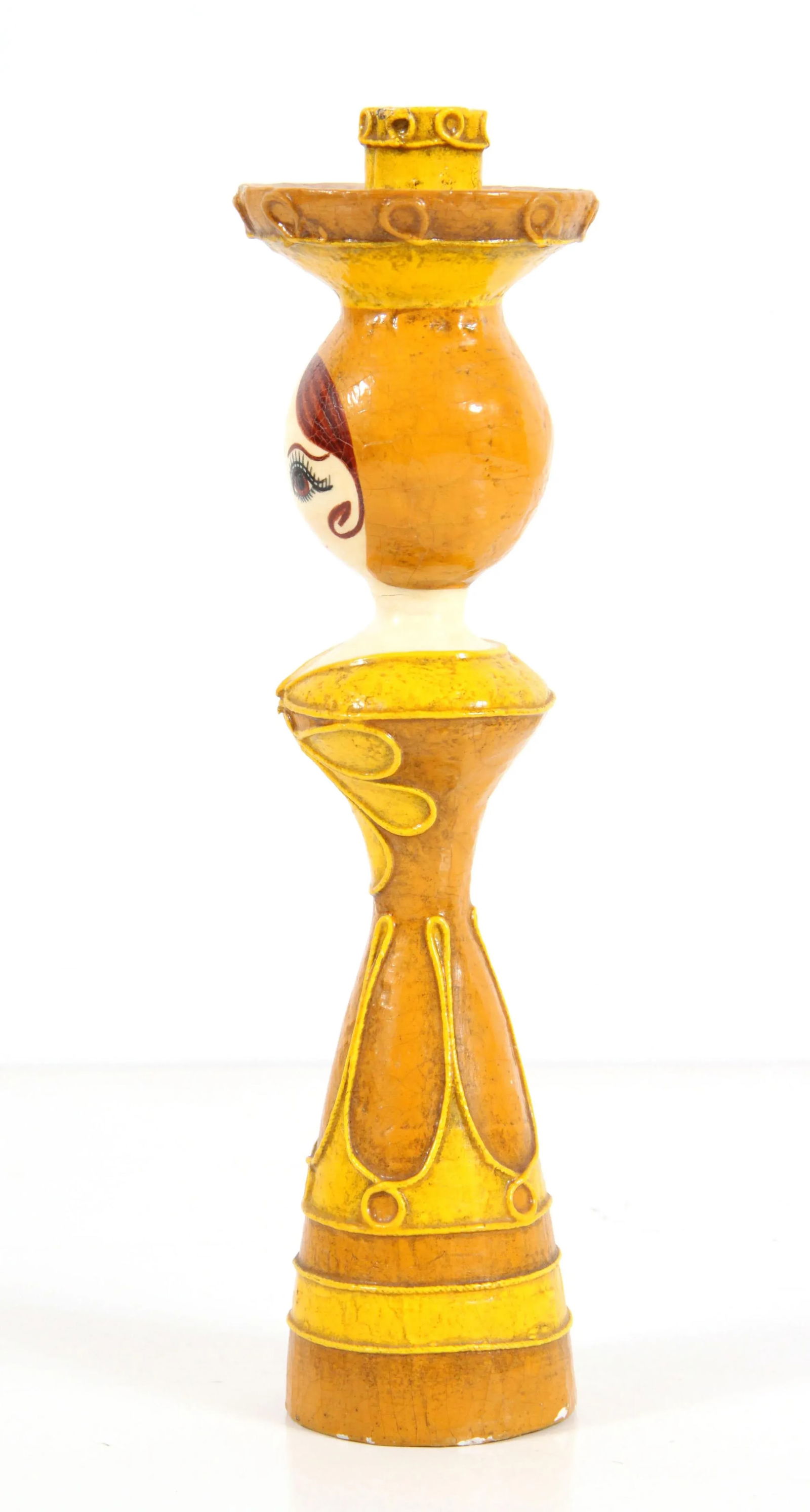 Vintage 1960's Gemma Taccogna Mexican Paper Mache Candle Stick Holder - 5