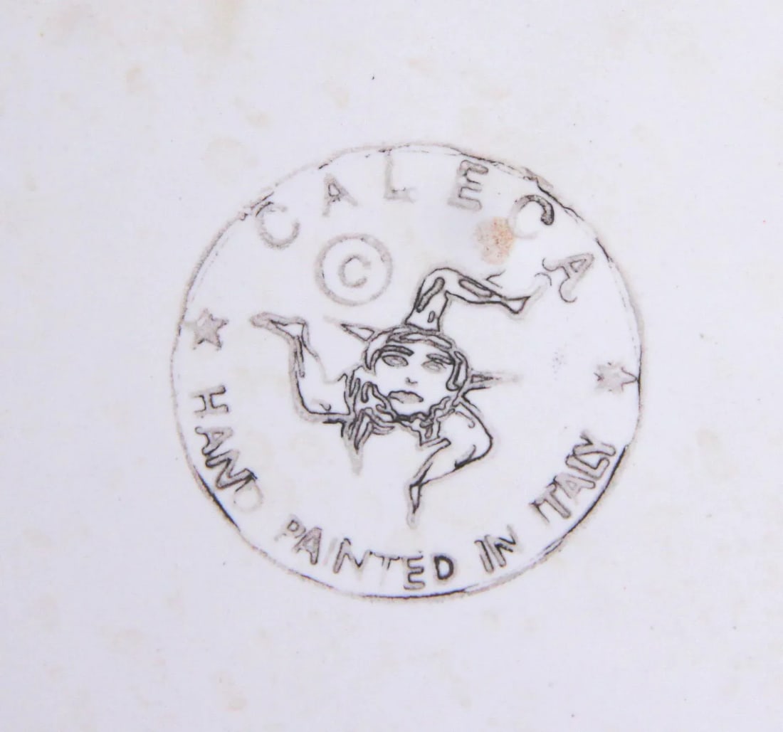 Vintage Italian Yellow Faience Hand Painted Dinner Plates - Set of 4 - 8