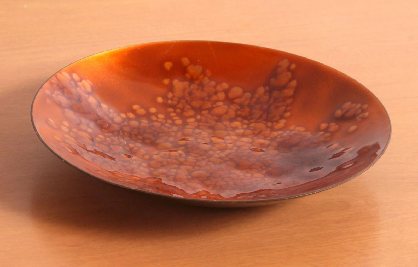 Mid Century Modern Enamel on Copper Dish by Kareka - 2