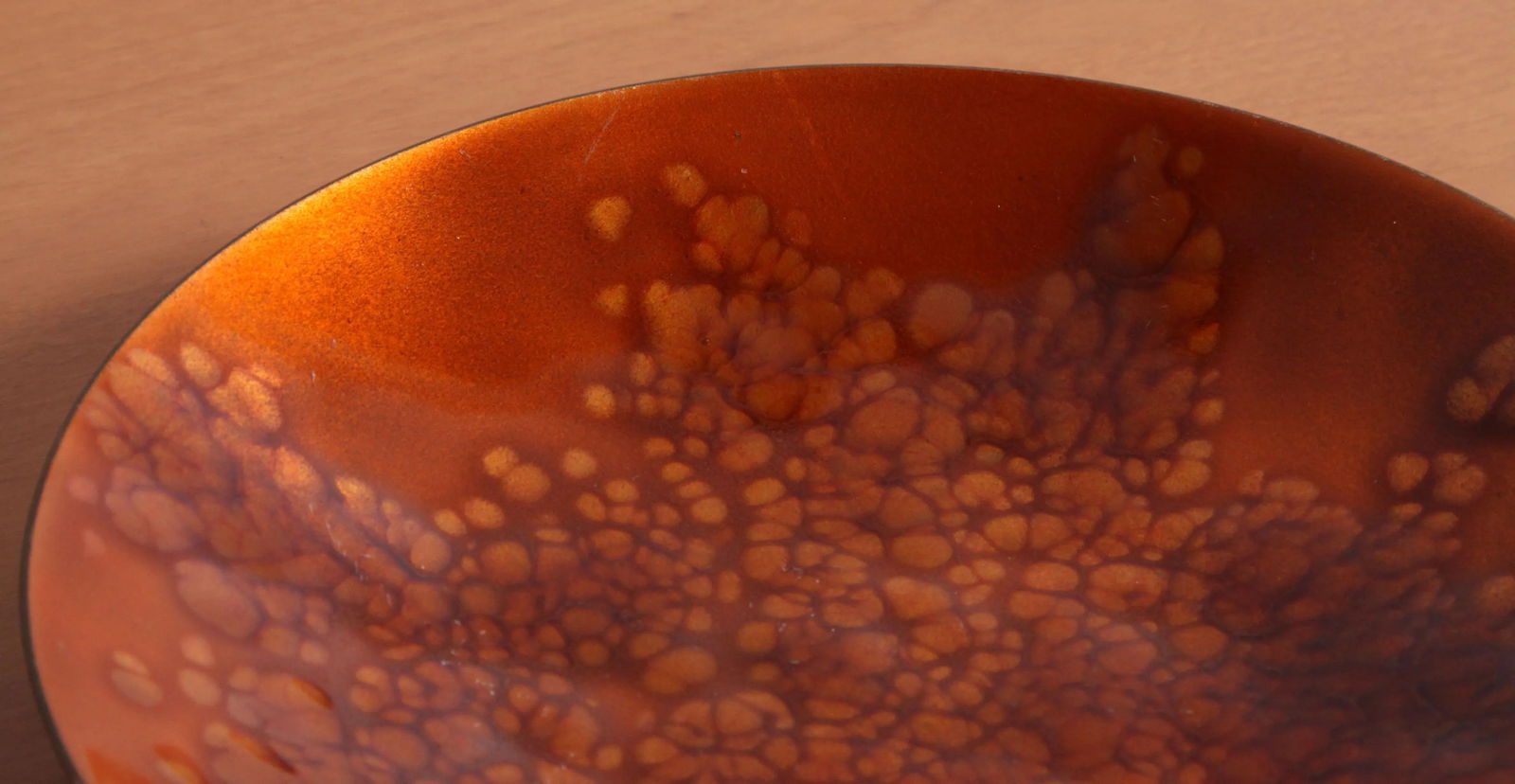 Mid Century Modern Enamel on Copper Dish by Kareka - 3