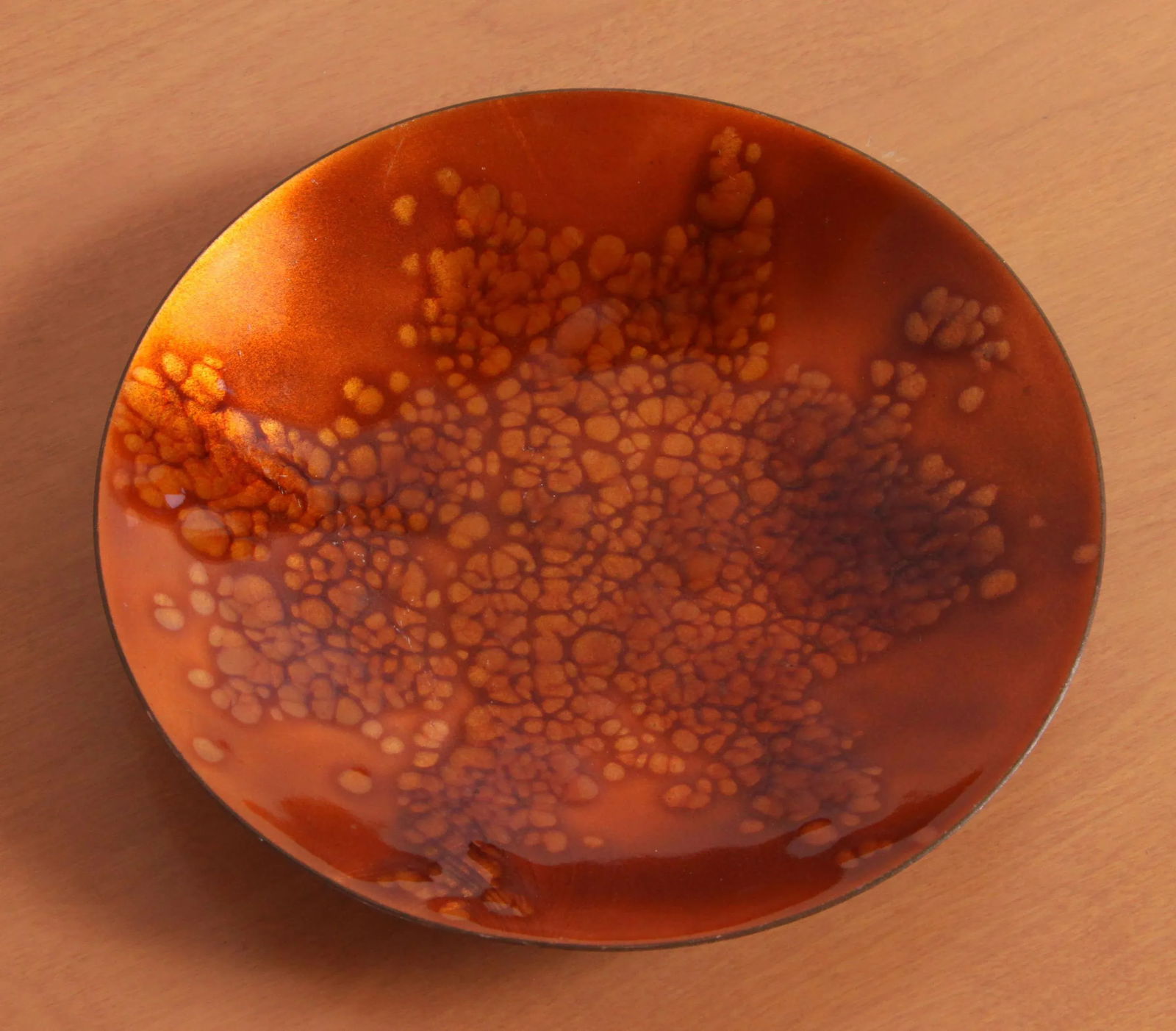 Mid Century Modern Enamel on Copper Dish by Kareka - 7