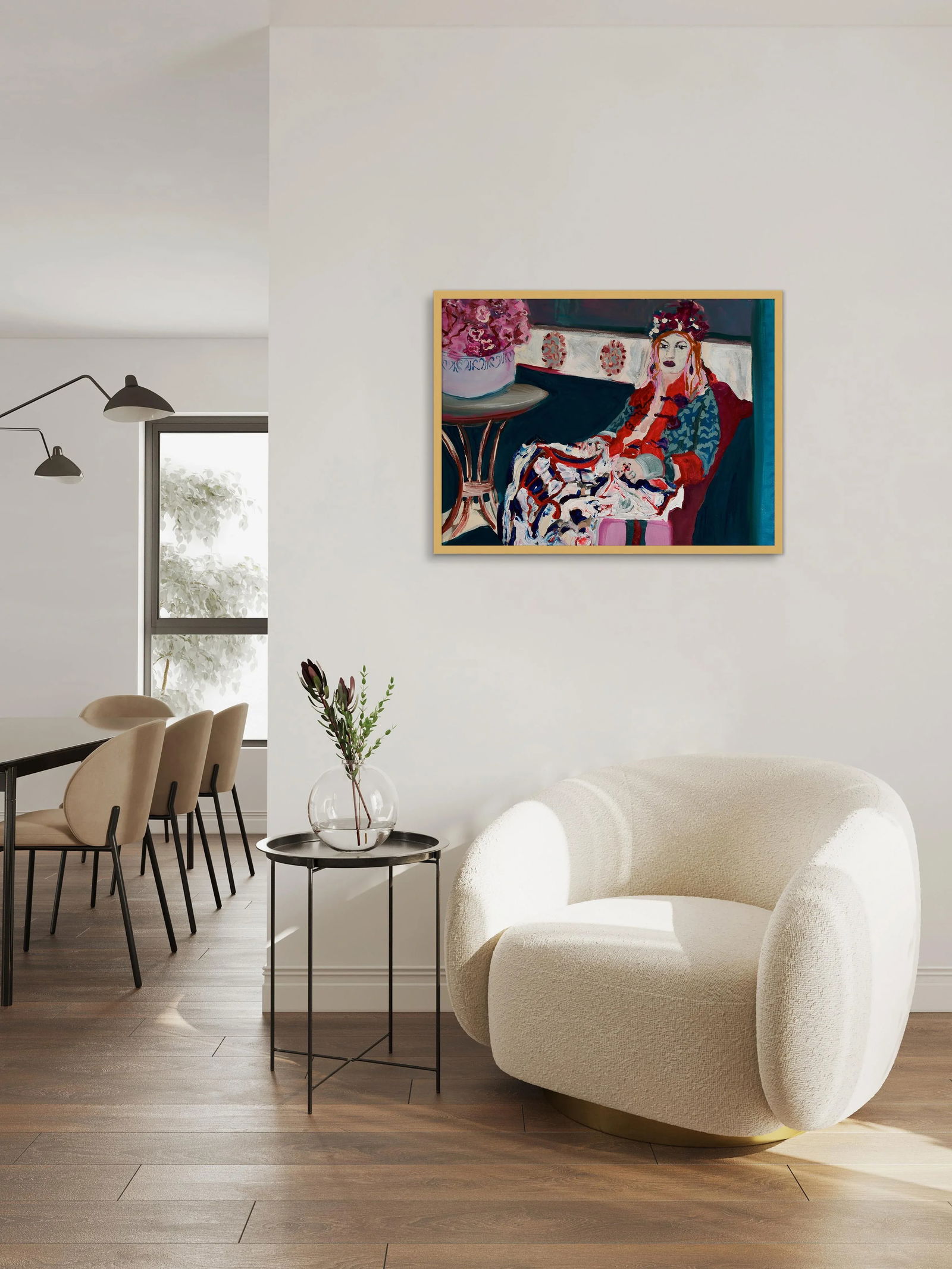 Moroccan Rose by Rhiannon Salisbury in Gold Frame, Small Art Print - 3