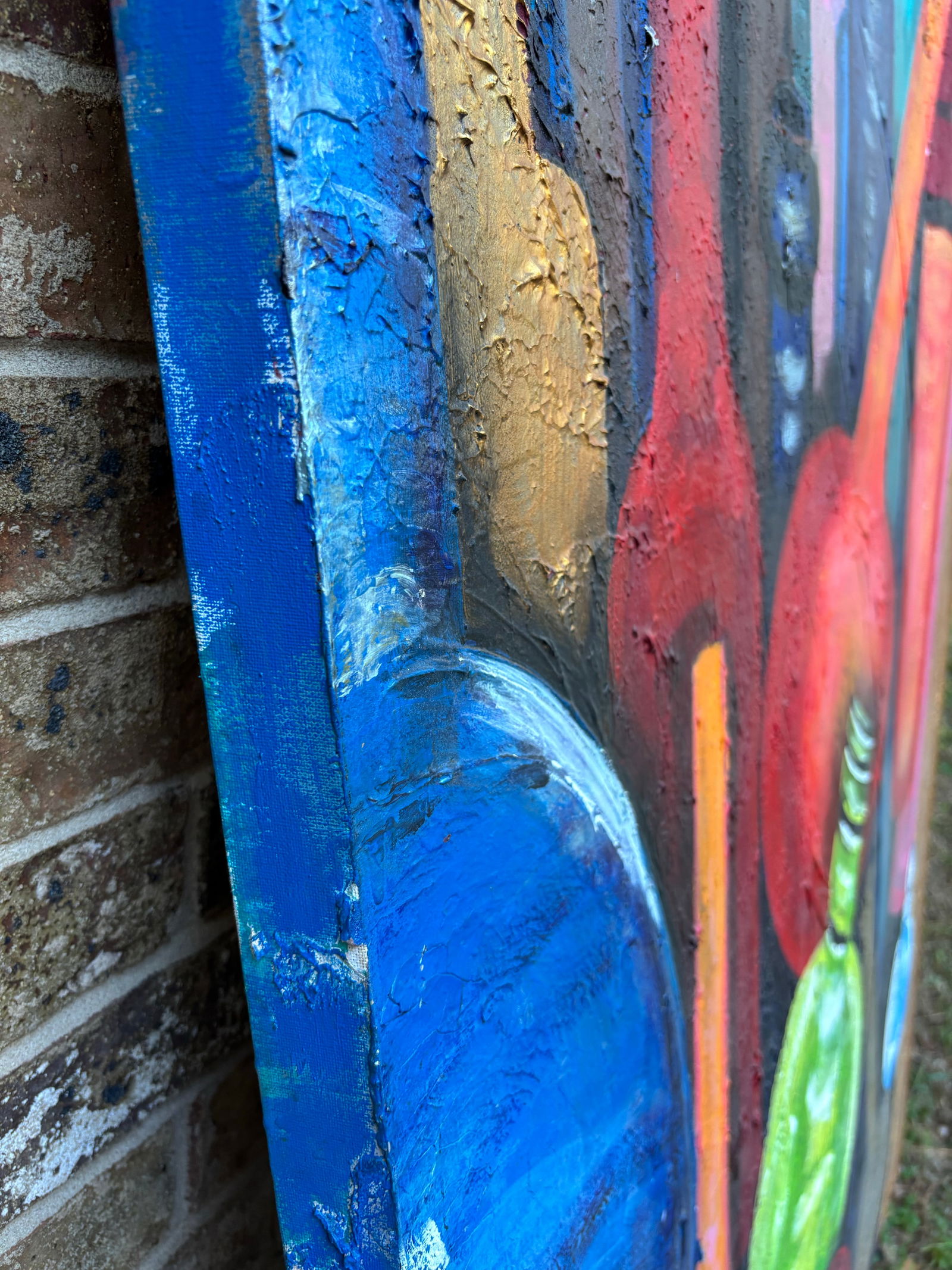 Large Scale Textured Vibrant Mid-Century Inspired Glassware Painting on Canvas - 5