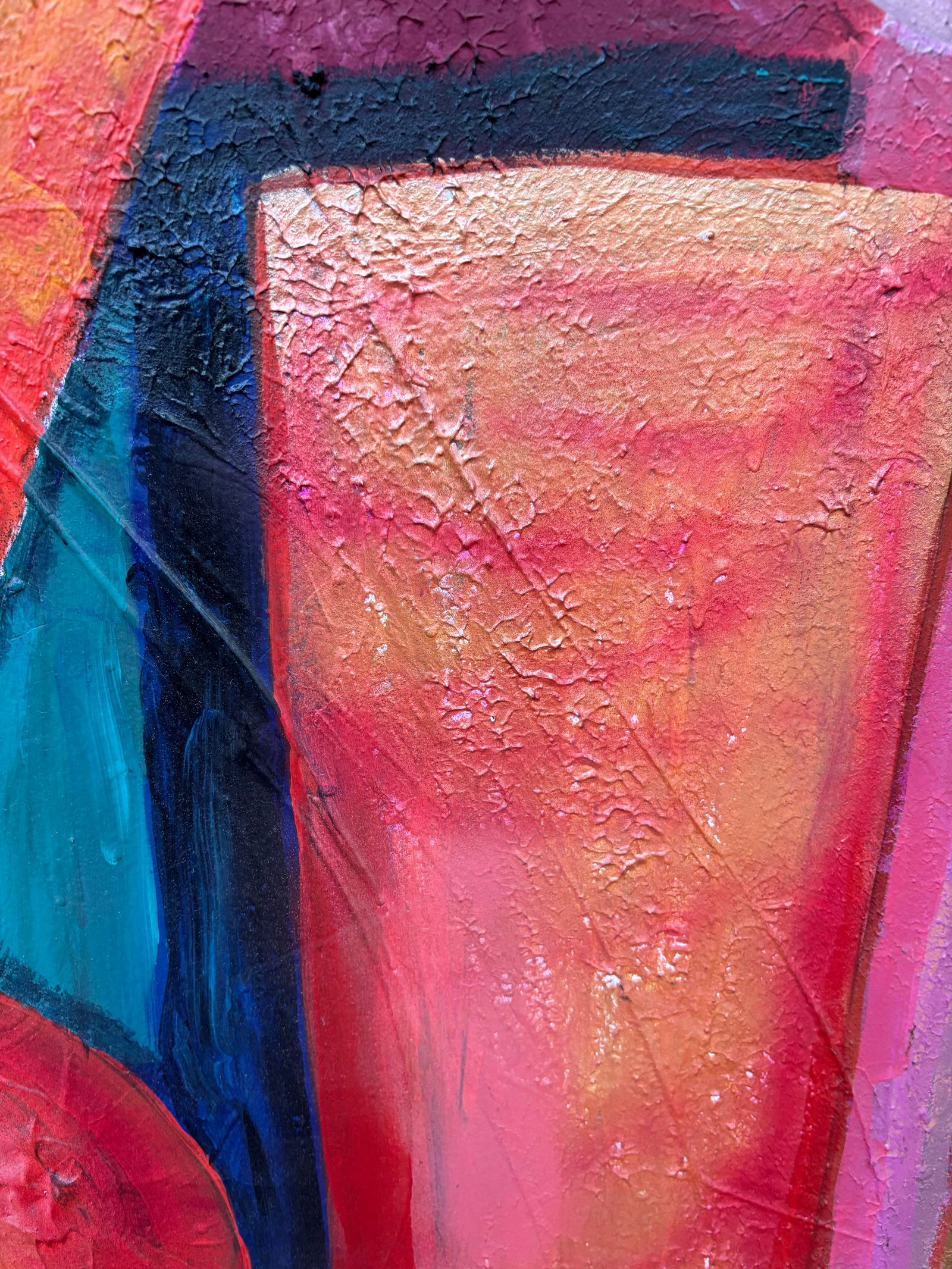 Large Scale Textured Vibrant Mid-Century Inspired Glassware Painting on Canvas - 6