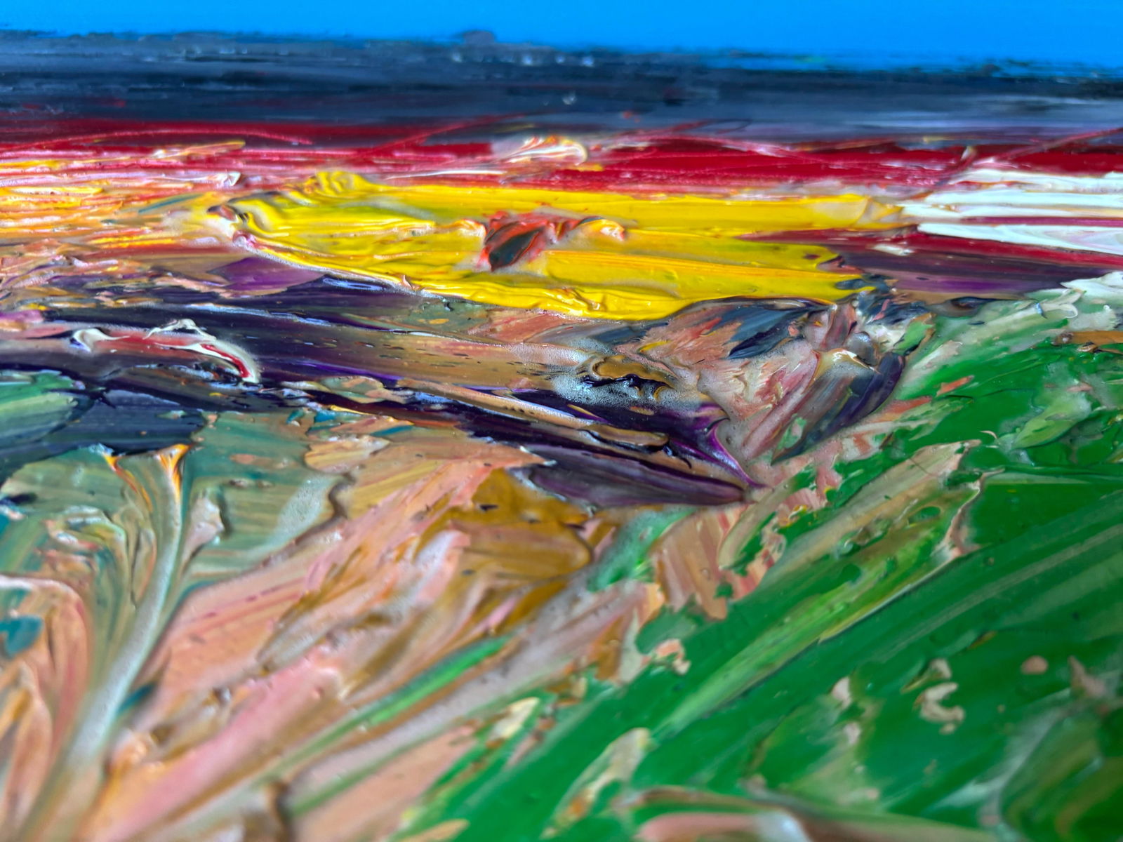 Field of Rest Vibrant Textured Abstract Landscape Oil Painting on Canvas by Robert Lackney - 2