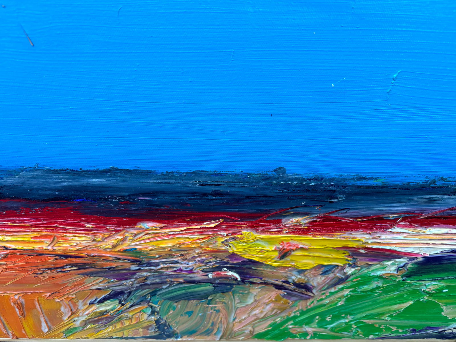 Field of Rest Vibrant Textured Abstract Landscape Oil Painting on Canvas by Robert Lackney - 6