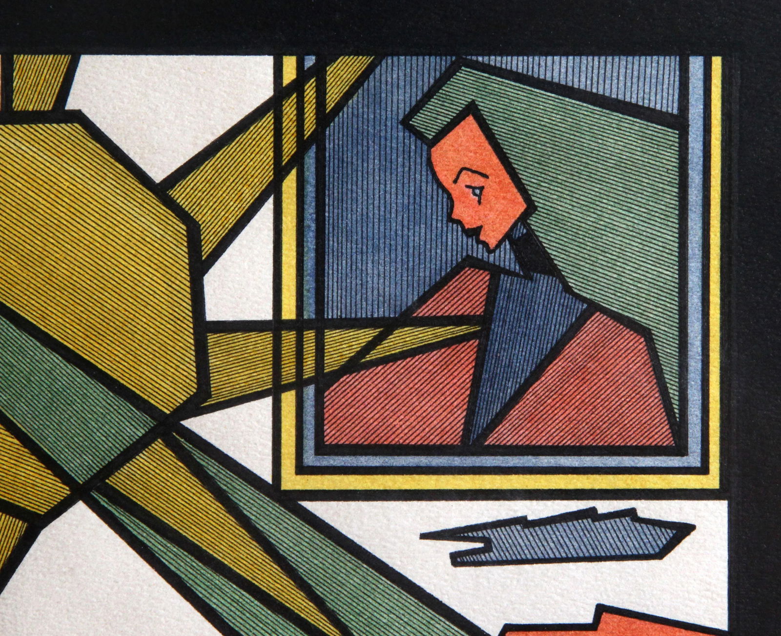 Vintage C.1975 Cubist Abstract Landscape Painting by Yvonne Vaya - 3