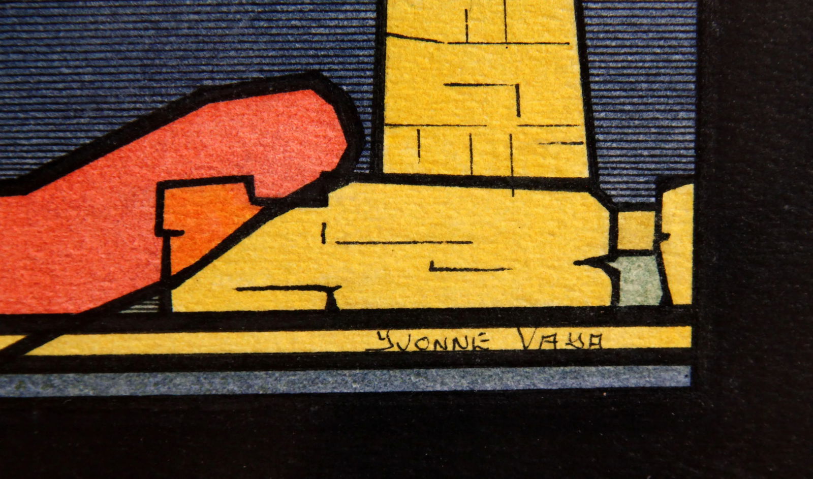 Vintage C.1975 Cubist Abstract Landscape Painting by Yvonne Vaya - 7