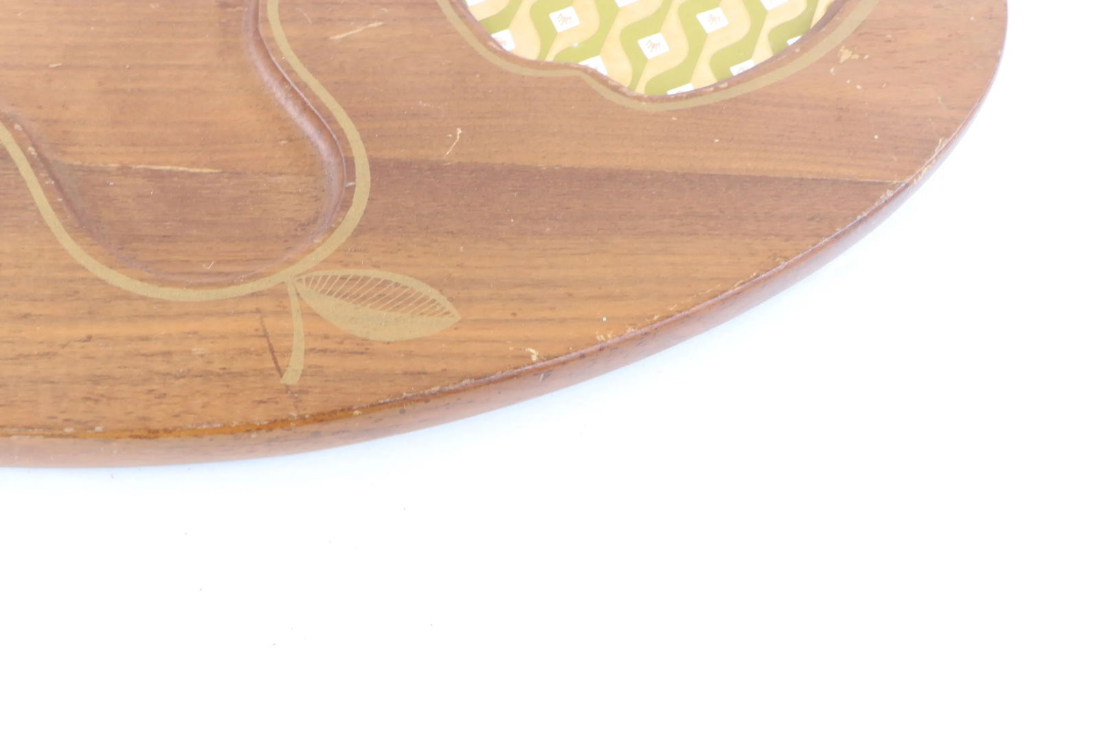 Vintage 1970s Mid-Century Modern Wood Fruit Cheese Charcuterie Board Serving Tray - 2