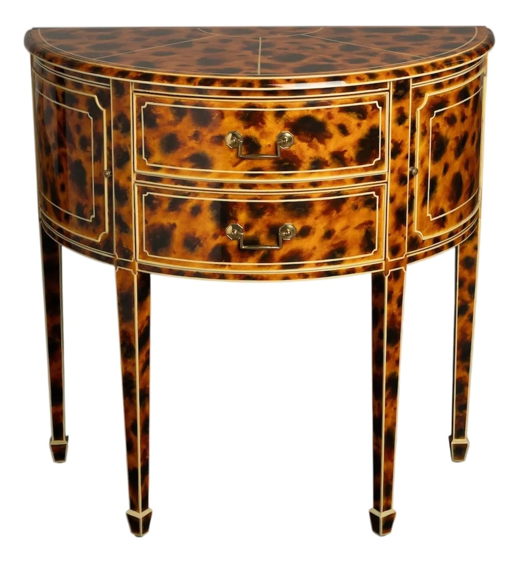 1980s Maitland Smith FAUX-Tortoise-Shell Console Table "˜Trompe L'oeil' Masterpiece (1 of 18)